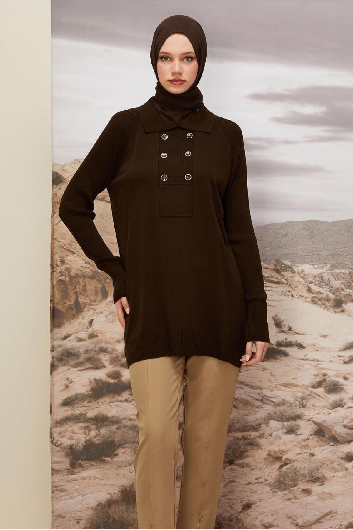 آلوینا پیراهن یقه‌دار بافتنی تونیک ۴۵۸۰۹