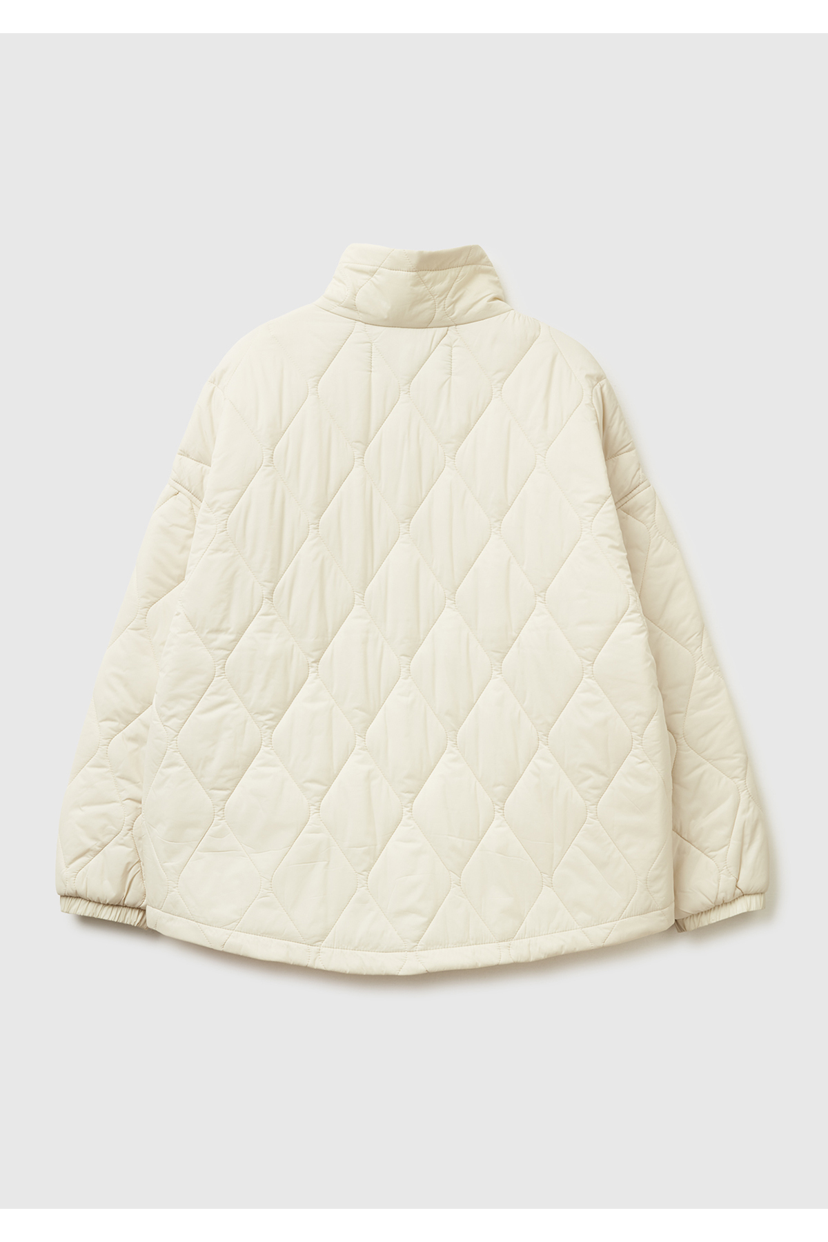 United Colors of Benetton  Kadın Krem Fermuarlı Cepli Dik Yaka Kapitone Mont - Görsel 4