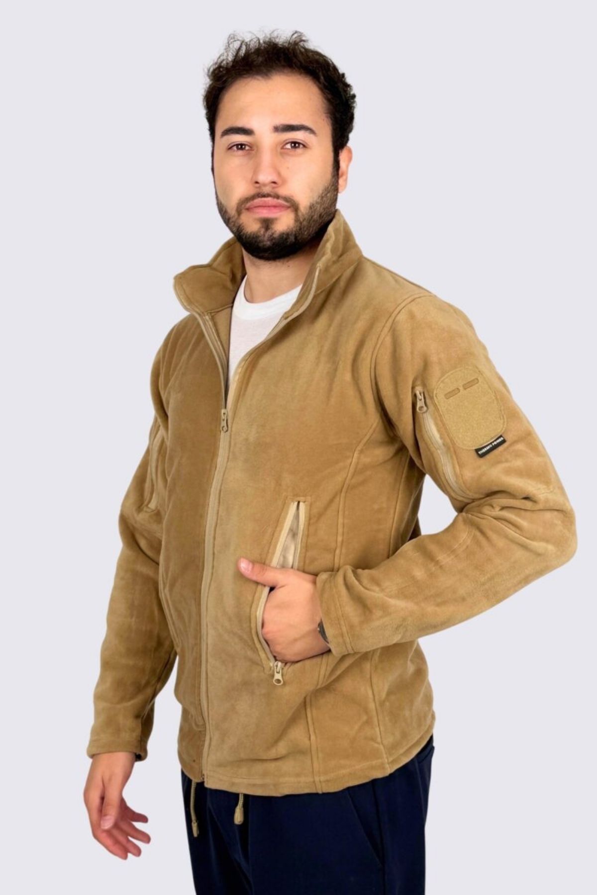 KORDAK Askeri Polar - 5 Cepli Taktik Polar - Erkek Outdoor Polar — بژ ASKPOLAR1