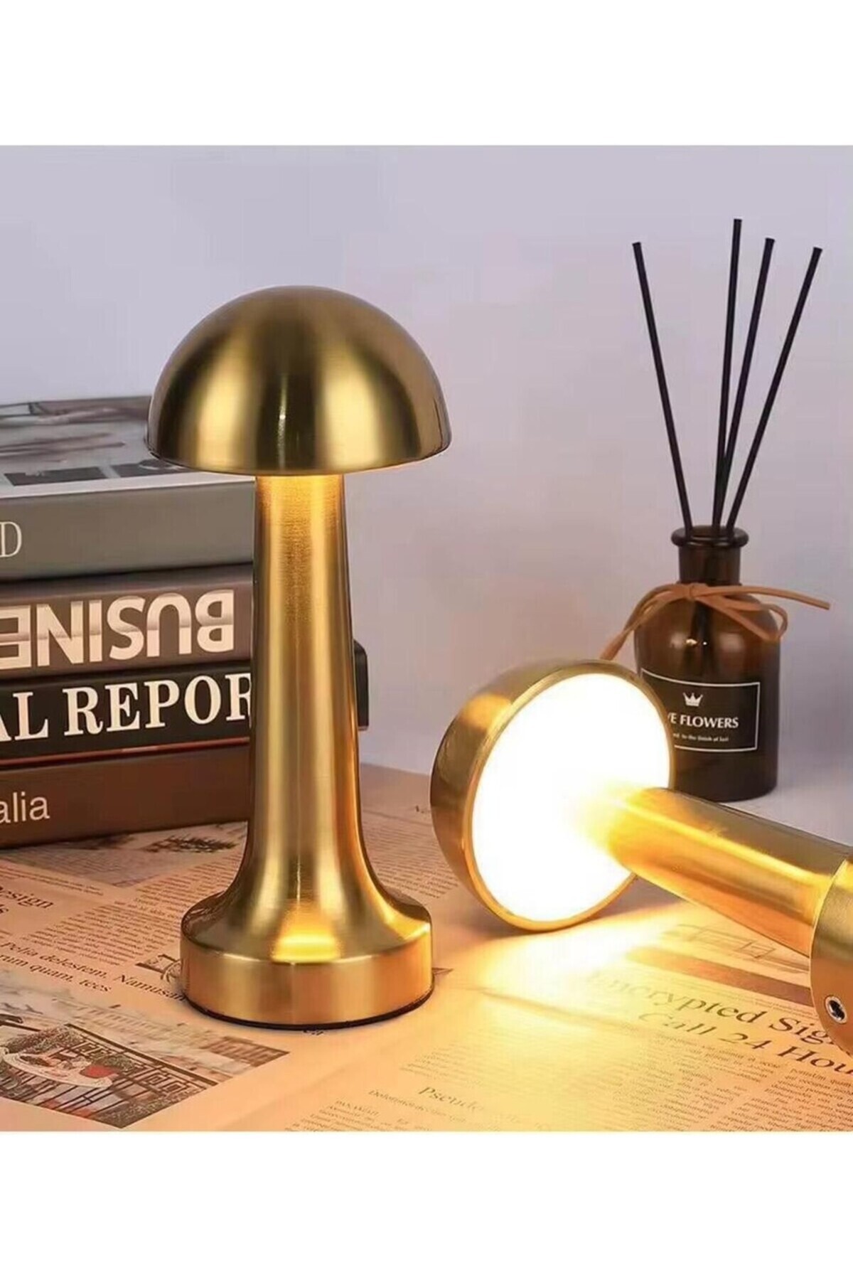End DOKUNMATİK MANTAR MASA LAMBASI 3 IŞIK RENGİ IŞIK KISILIP AÇILABİLİR ŞARJLI