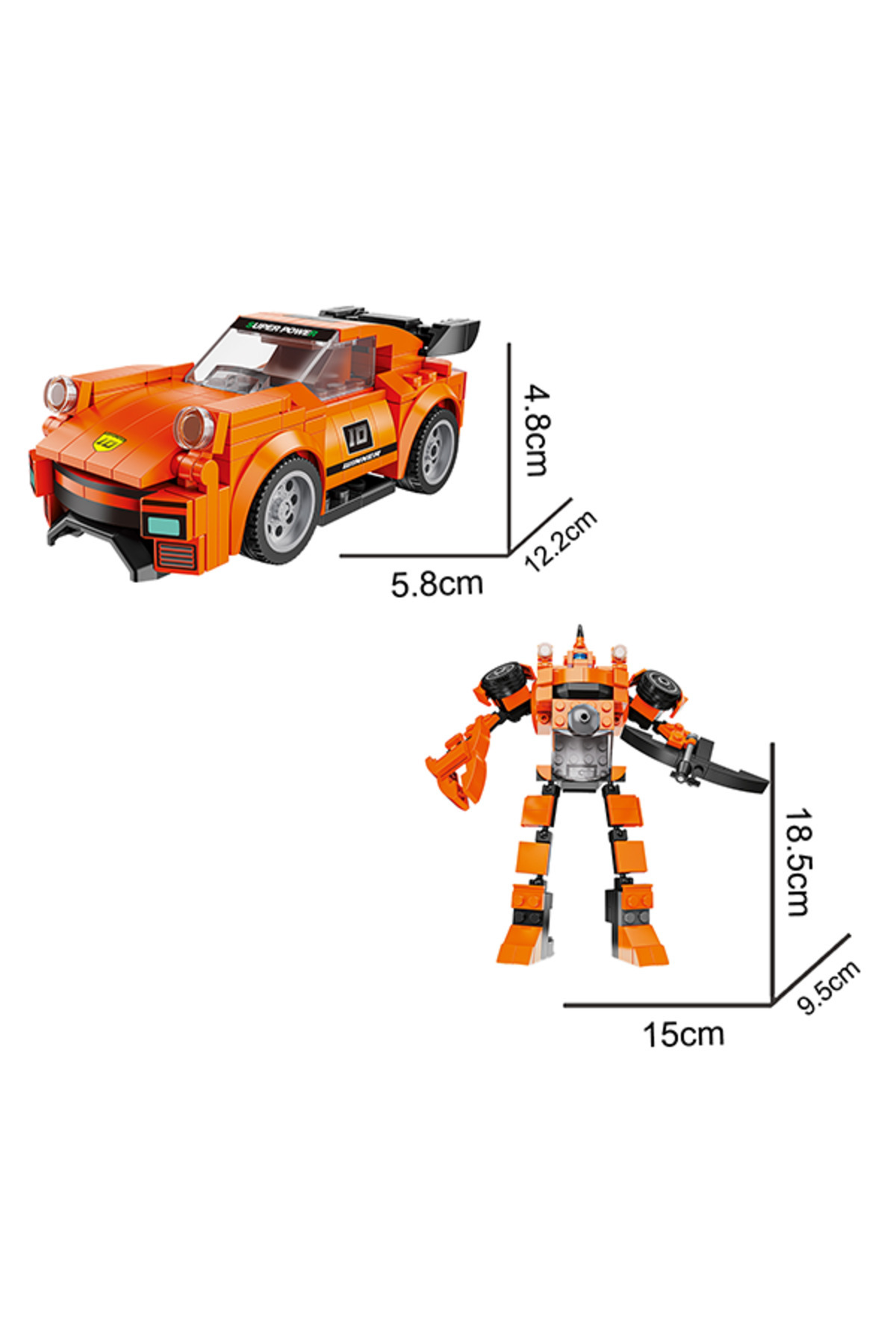Gokidy Çek Bırak Dönüşebilen 2in1 Blok Arabalar - Turuncu 216