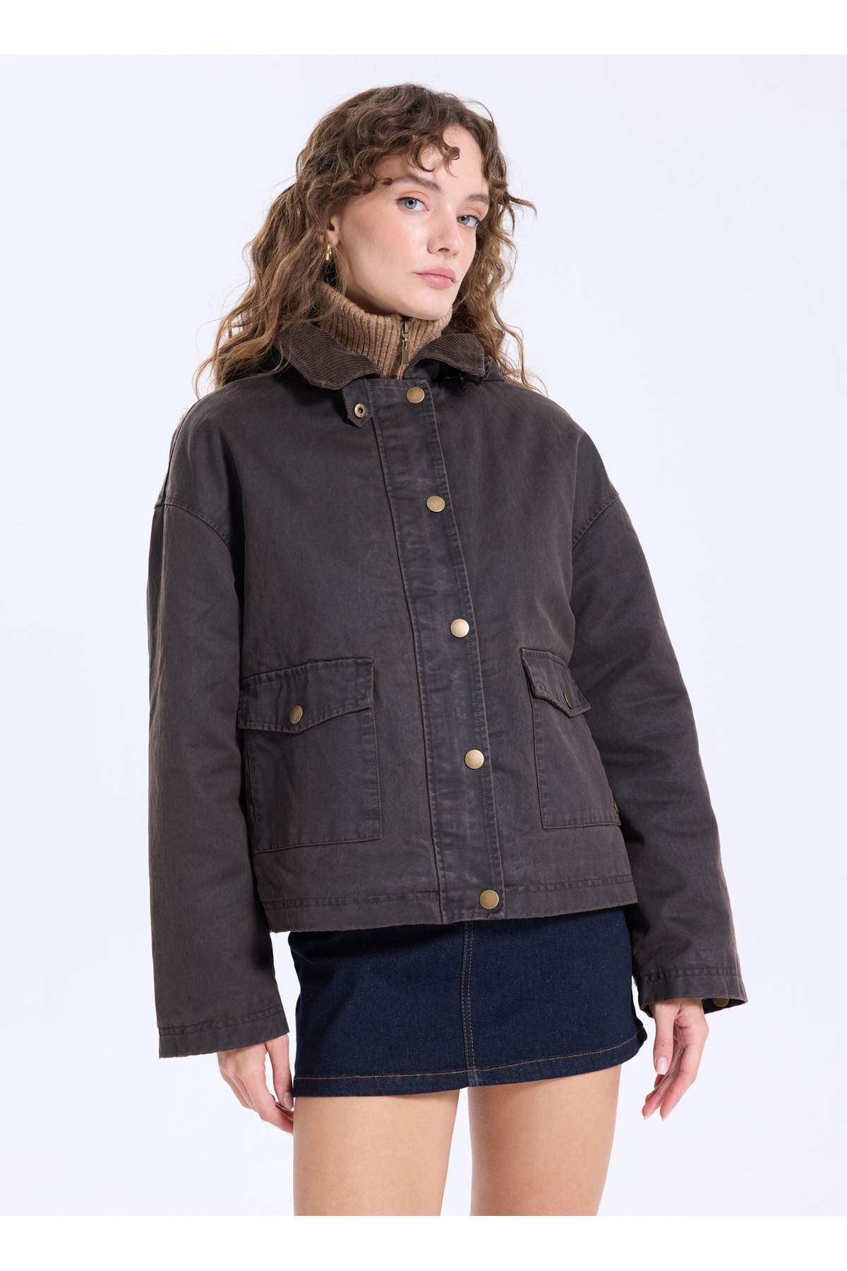 Jeep  Kahve Kadın Mont J5WL-MNT7152 - Görsel 4