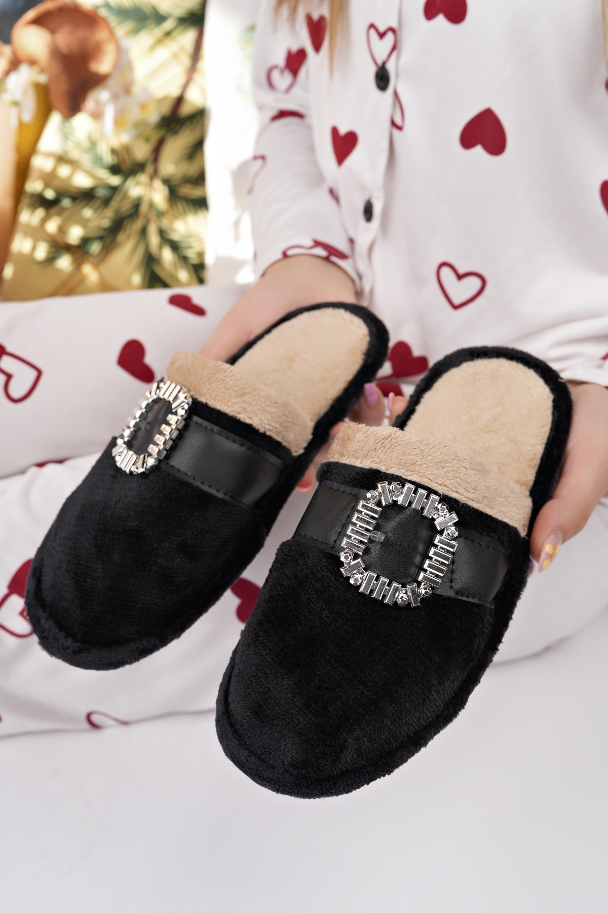  دمپایی زنانه خانگی، دمپایی مخملی قابل شستشو با آستر پشمی و خز، جهیزیه مهمان، دمپایی عروس