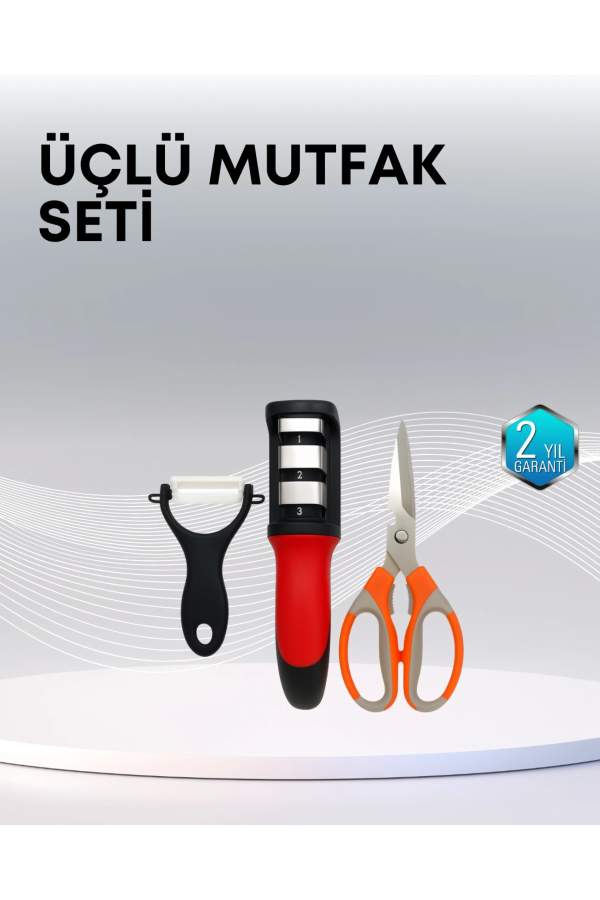 CANSA Çok Fonksiyonlu Mutfak Makas Seti – 3 Makas, Bileyici ve Soyacak Dahil