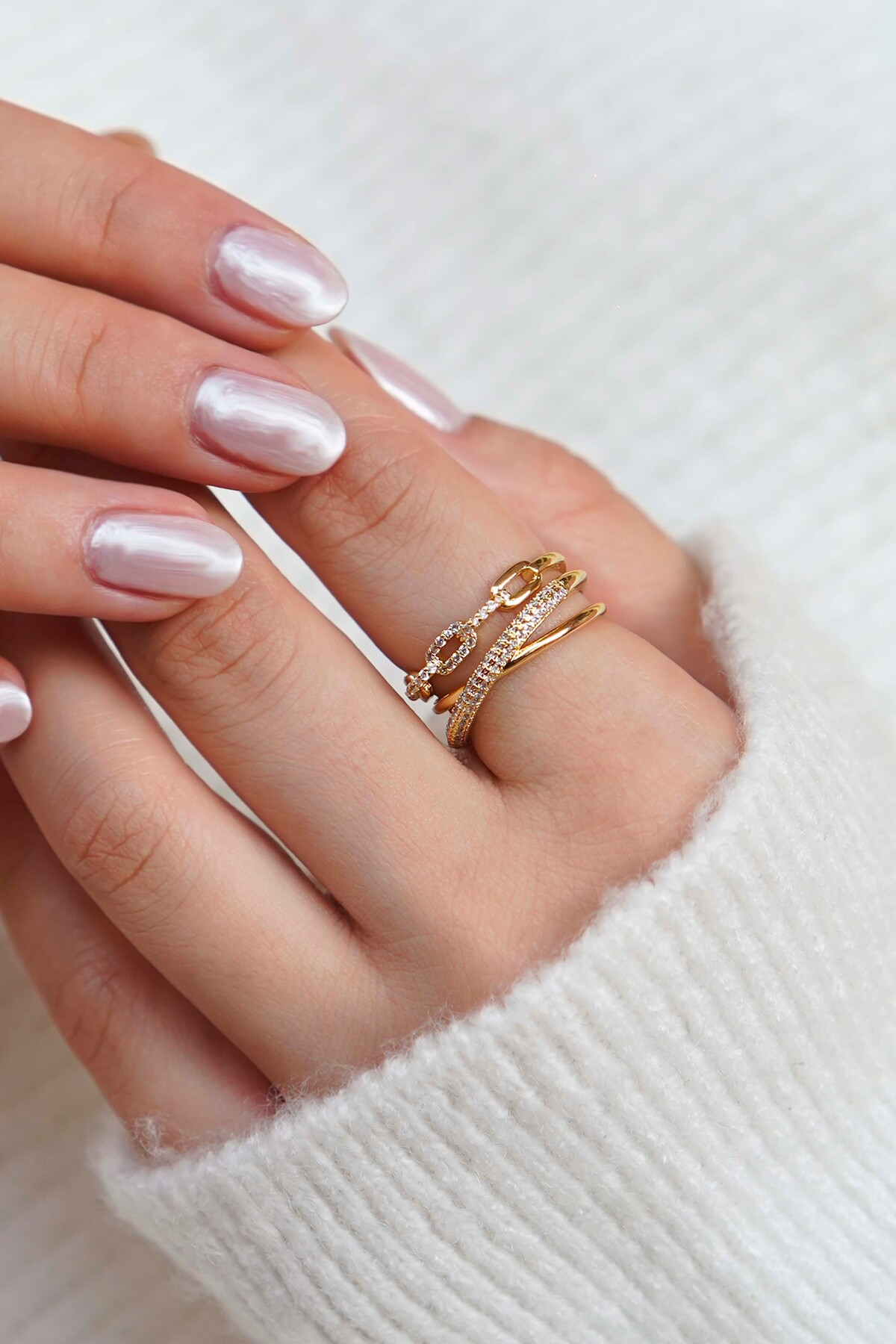 TREND COLLECTİON  Işıltılı 2’li Altın Yüzük Seti Kadın Takı - Görsel 6