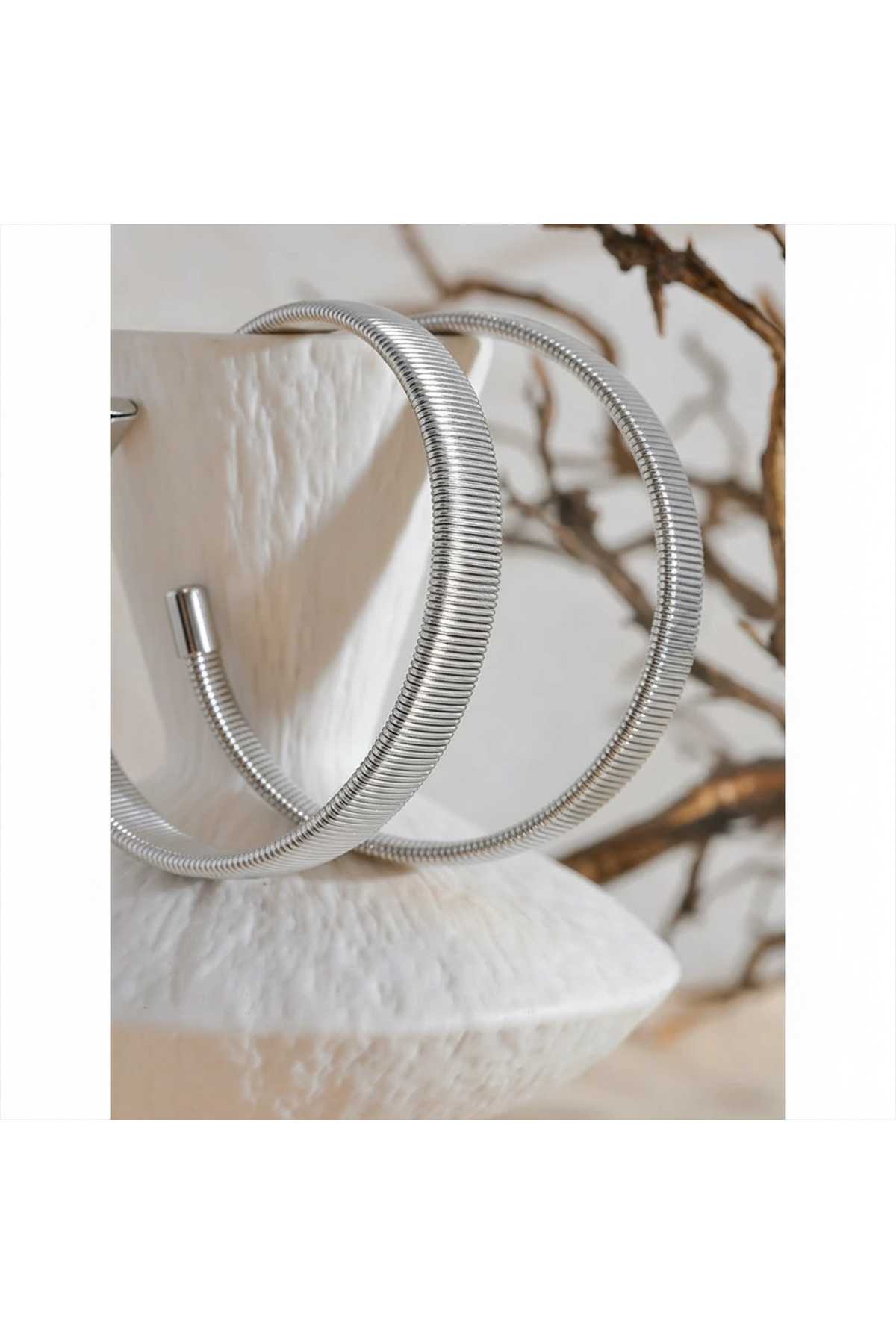 Steel Vintage Women's Clamp Bracelet Knurled Plate