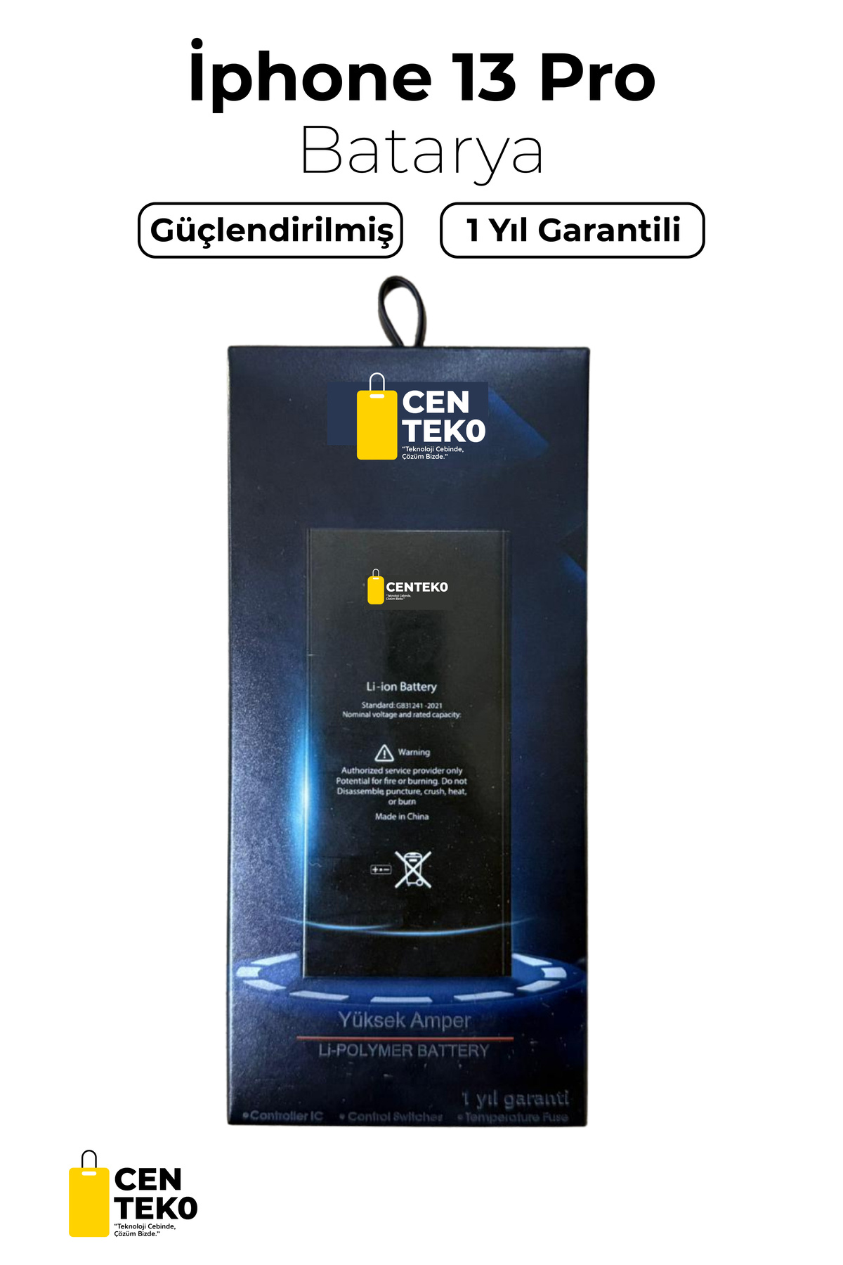 centeko Apple iPhone 13 Pro Batarya – %30 Daha Güçlü, 1 Yıl Garantili, Yüksek Performanslı Pil