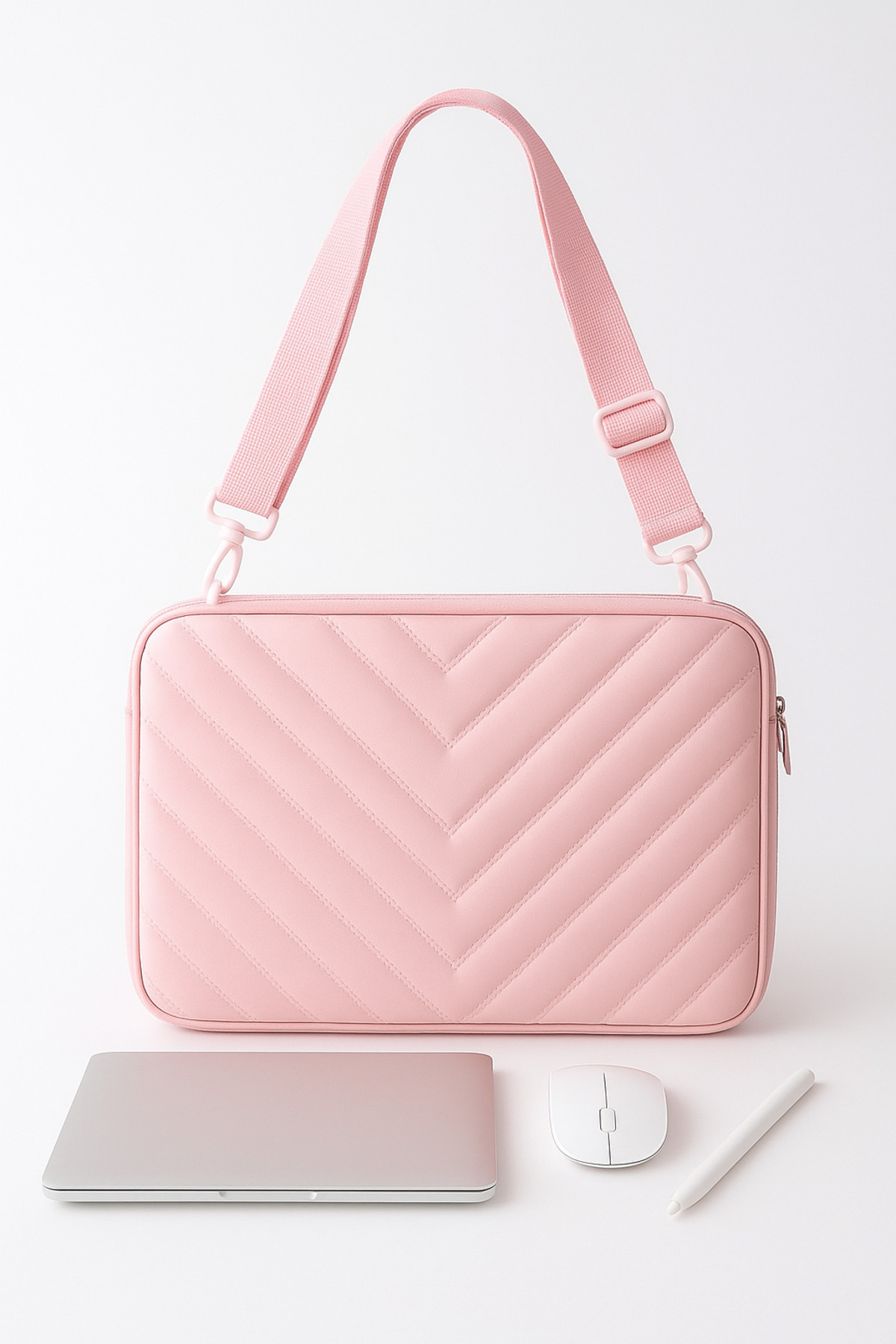 NS reliable 13"-13.6" Uyumlu Açık Pembe Suni Deri Laptop ve MacBook Çantası – Şık Notebook Koruma Kılıfı