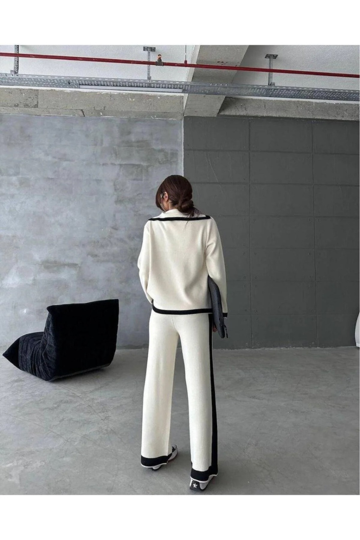 Damen-Strick-Set mit Knopfdetails - Görsel 4