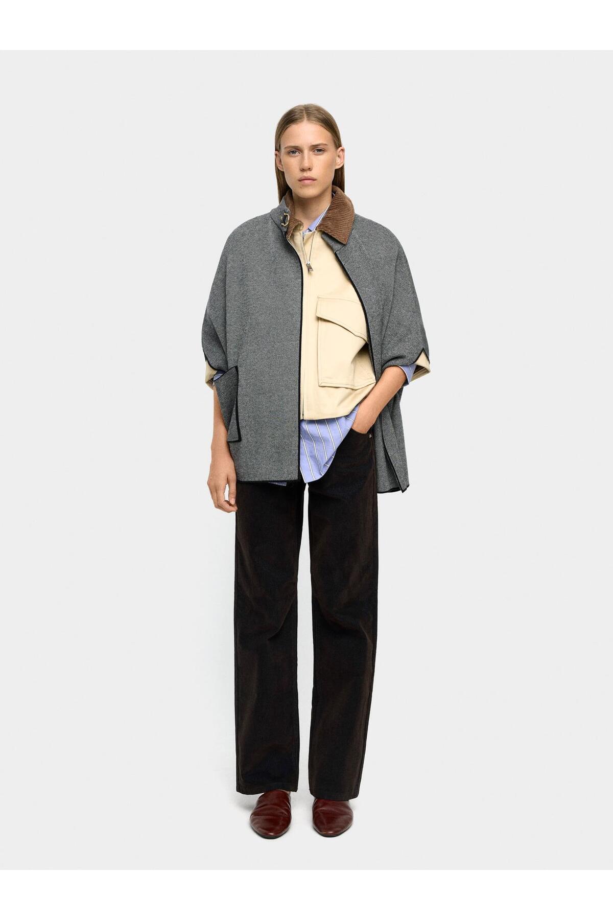 PARFOIS Dikiş Detaylı Örme Panço