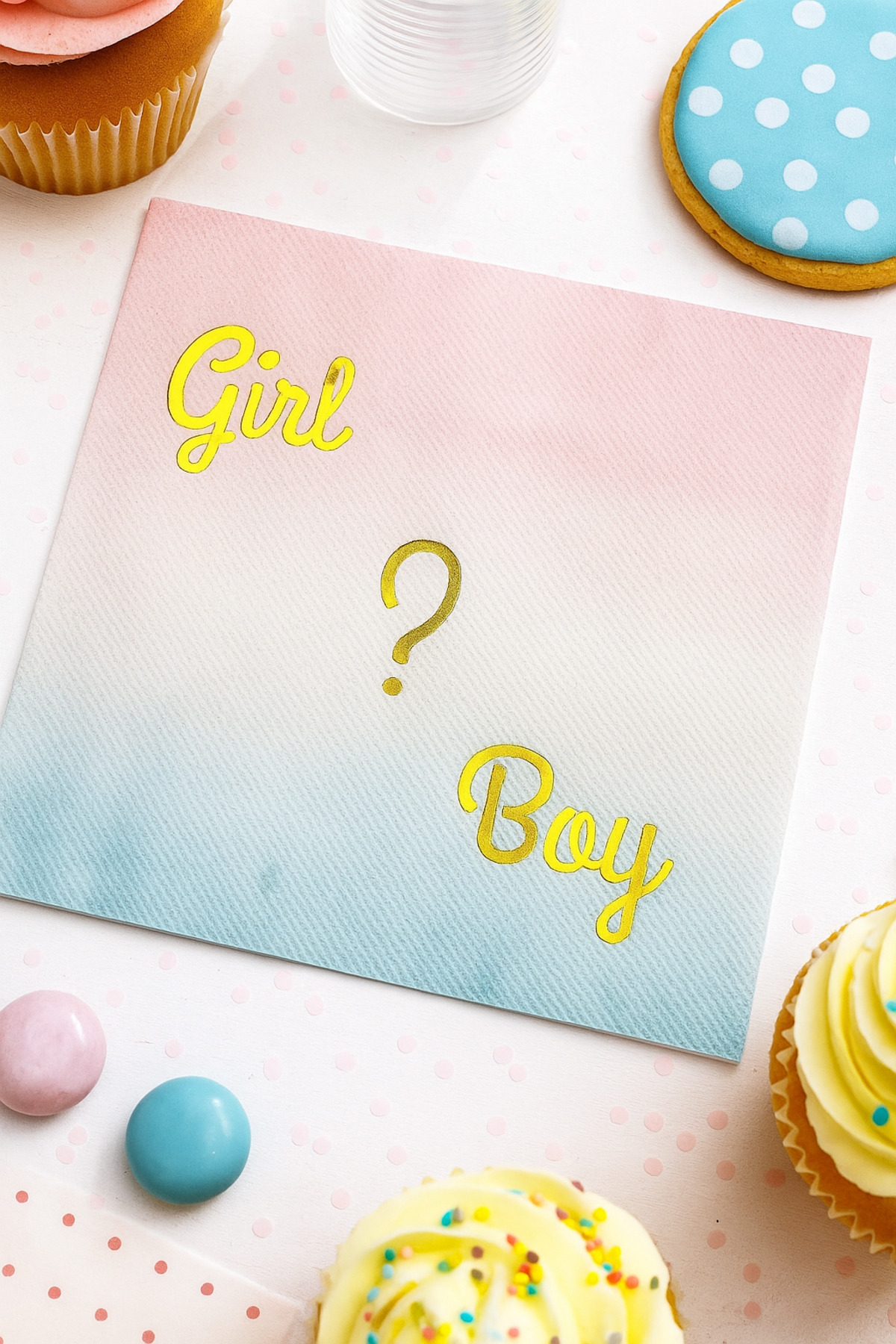 DODOMAR Peçete Cinsiyet Partisi Peçetesi Pembe Mavi Geçişli Girl Boy Yazılı Lüks Cinsiyet Peçetesi 20li