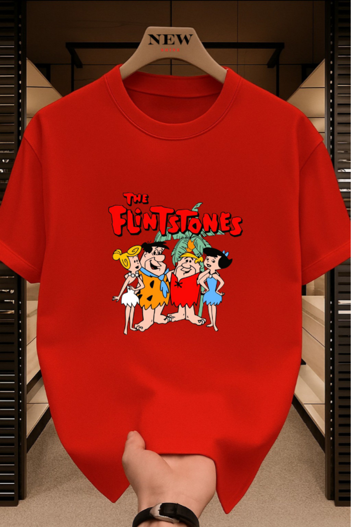 NEWSHİNE The Flintstones cu imprimeu Unisex supradimensionat