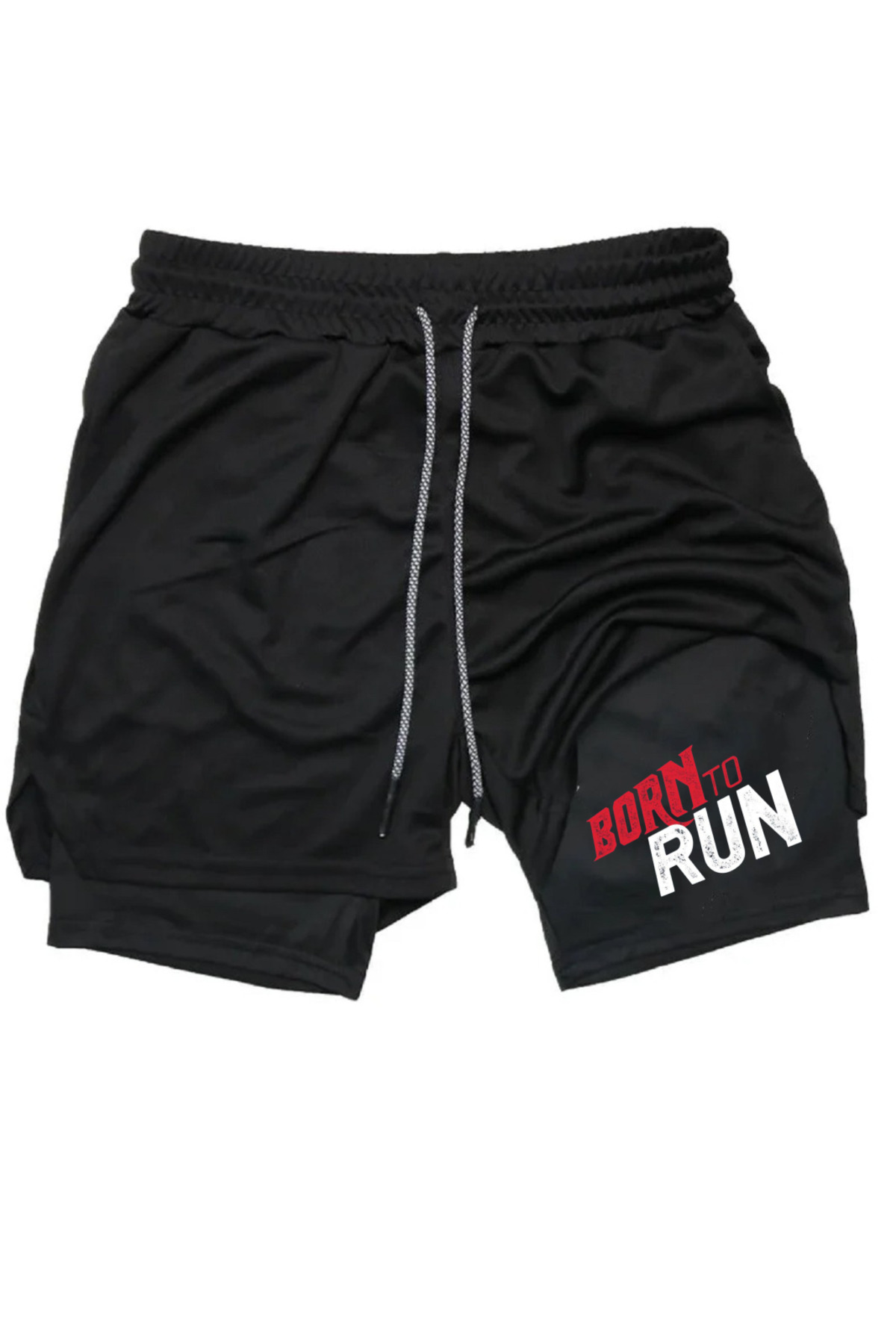 شورت ورزشی دو در یک بزرگسال یونیسکس با قابلیت خشک شدن سریع و طرح Born To Run، زیرانداز ورزشی باشگاهی  شورت ورزشی Maki Home