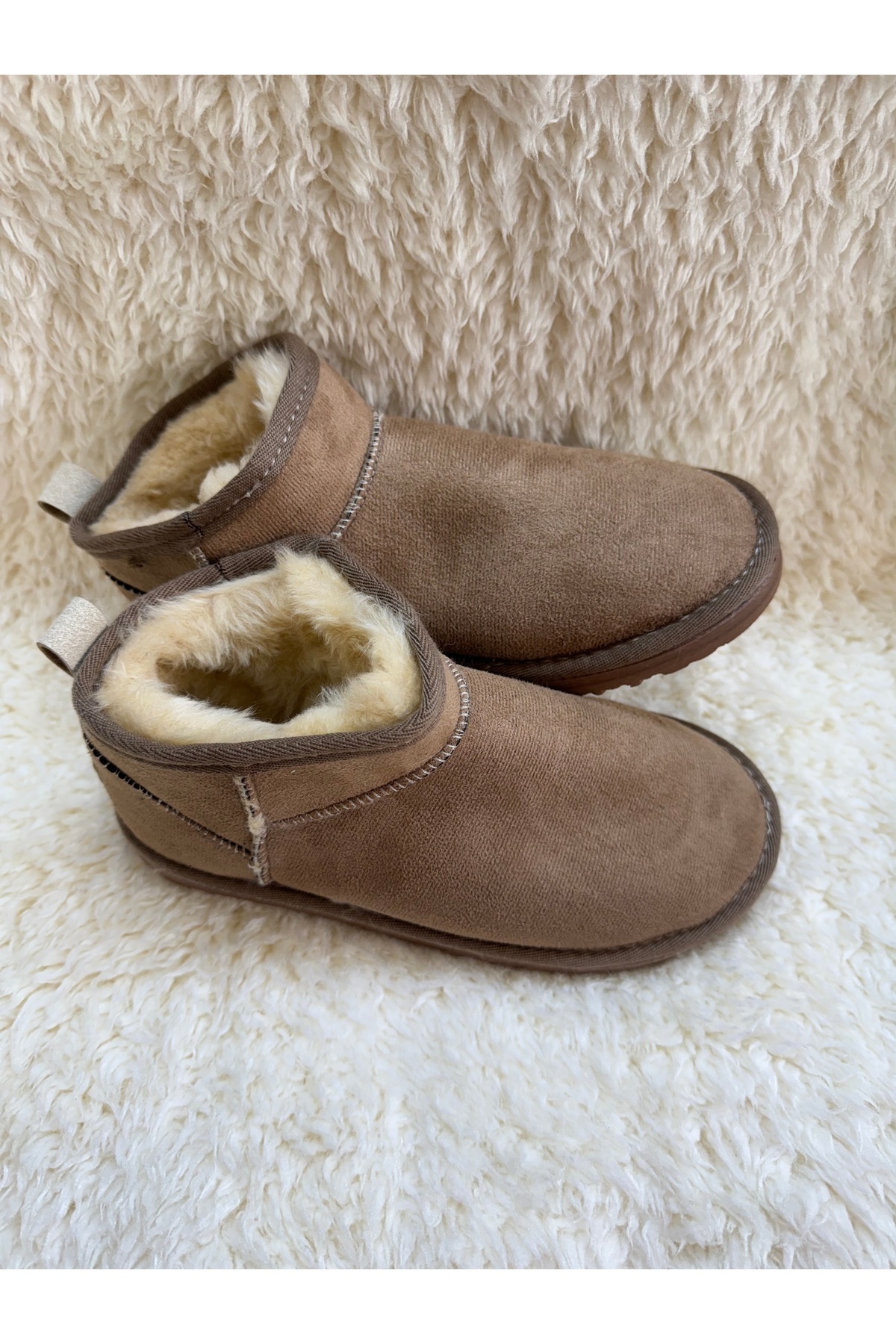M Miel Kadın/kız ultra mini süet içi kürklü bot kışlık bot&bootie görsel 3