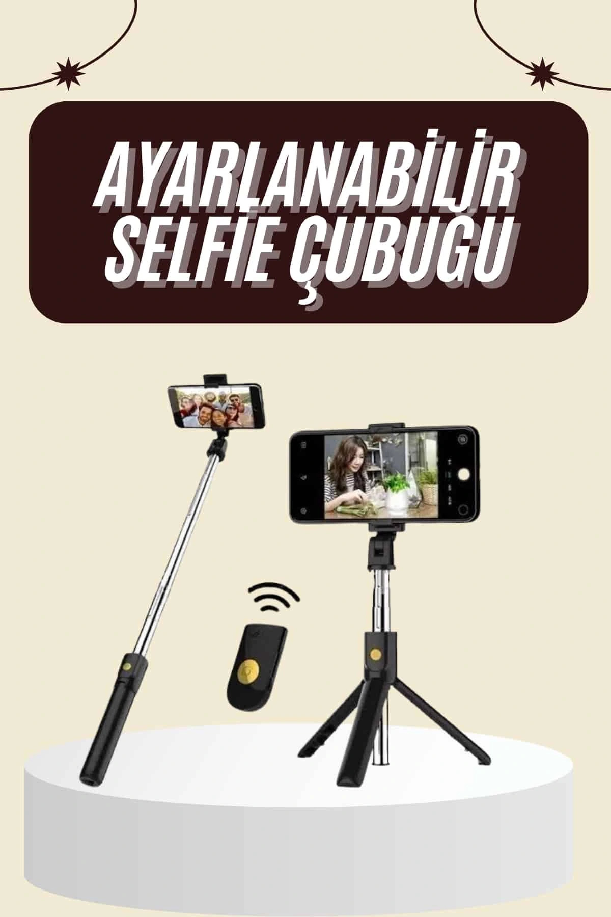TeknomAVM Cep Telefonu Tripod Standı Manyetik Selfie Sopa Bluetooth Uzaktan Kumandalı