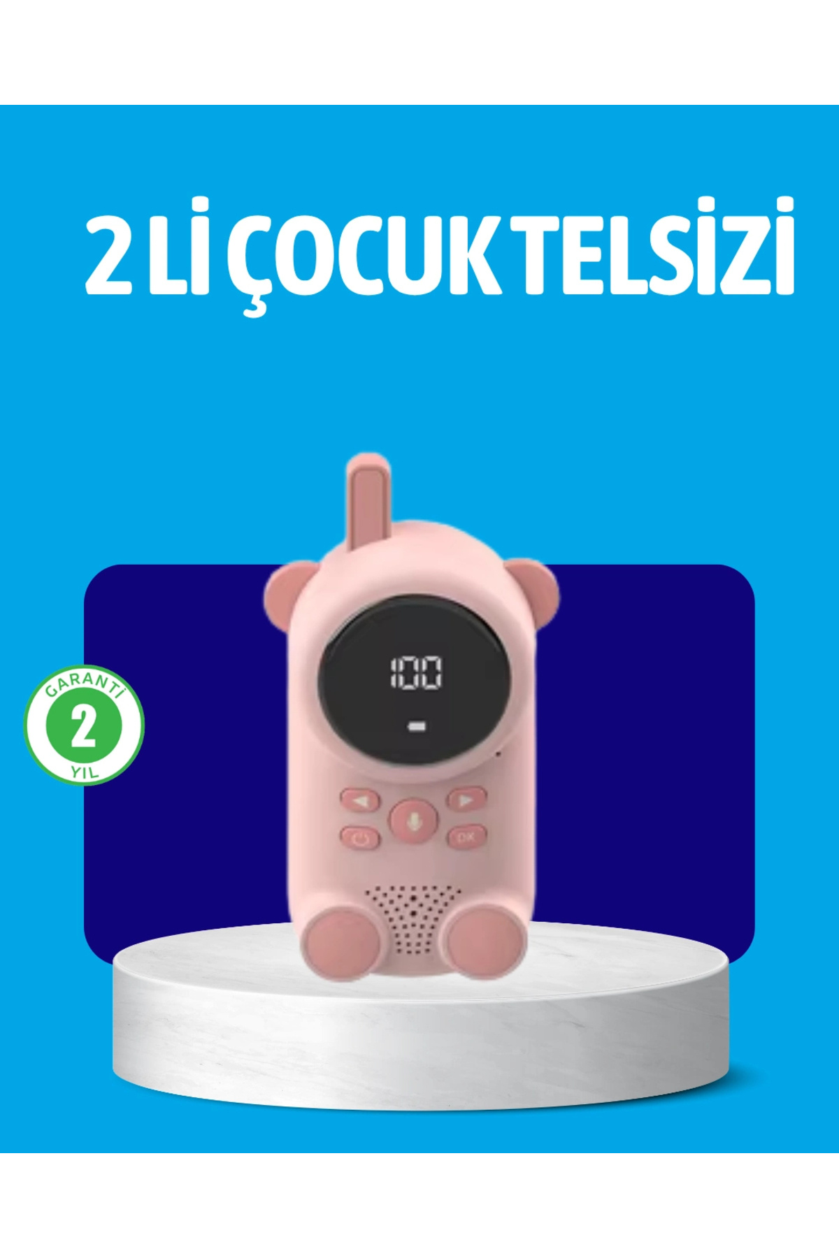TeknomAVM USB Şarjlı Çocuk Telsizi – Renkli Ekran, VOX Modu, Kompakt Tasarım