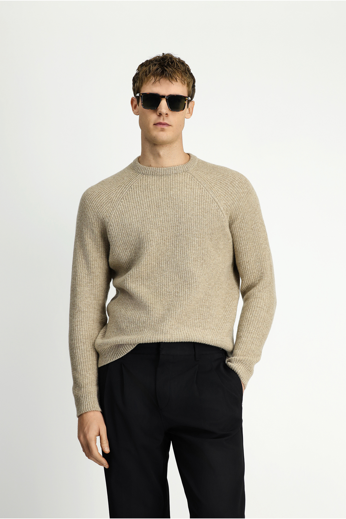 کیگیلی ژاکت بافتنی پشمی یقه گرد معمولی