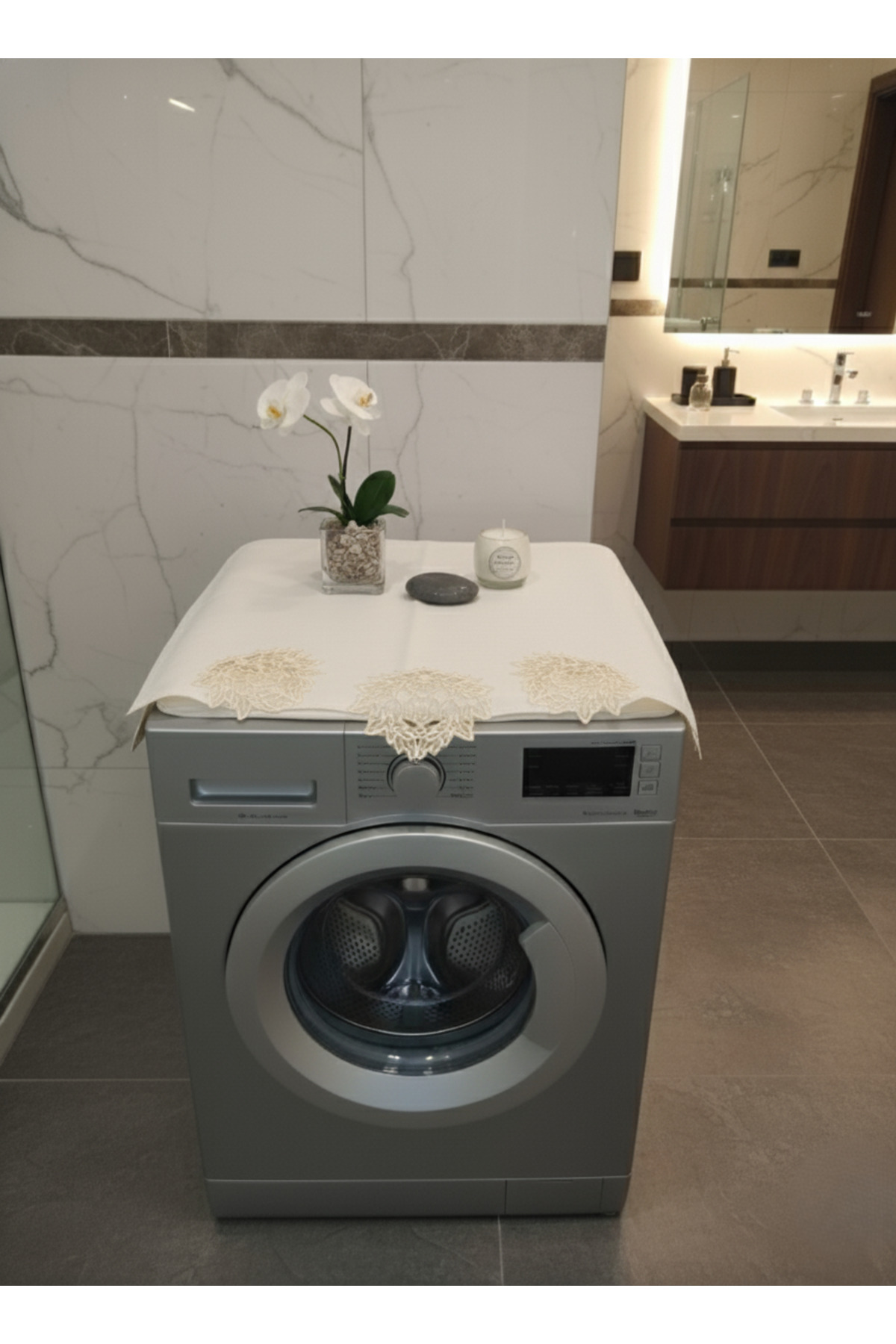 French Lace Sycamore Pattern Linen Fabric Washing Machine Dryer Cover