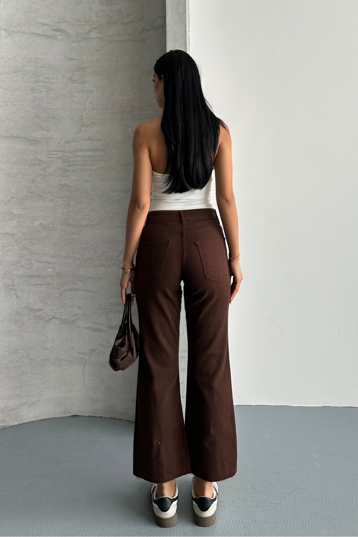 macharel jeans  Kahverengi Boy Fit Kesik Paça Jean - Görsel 5