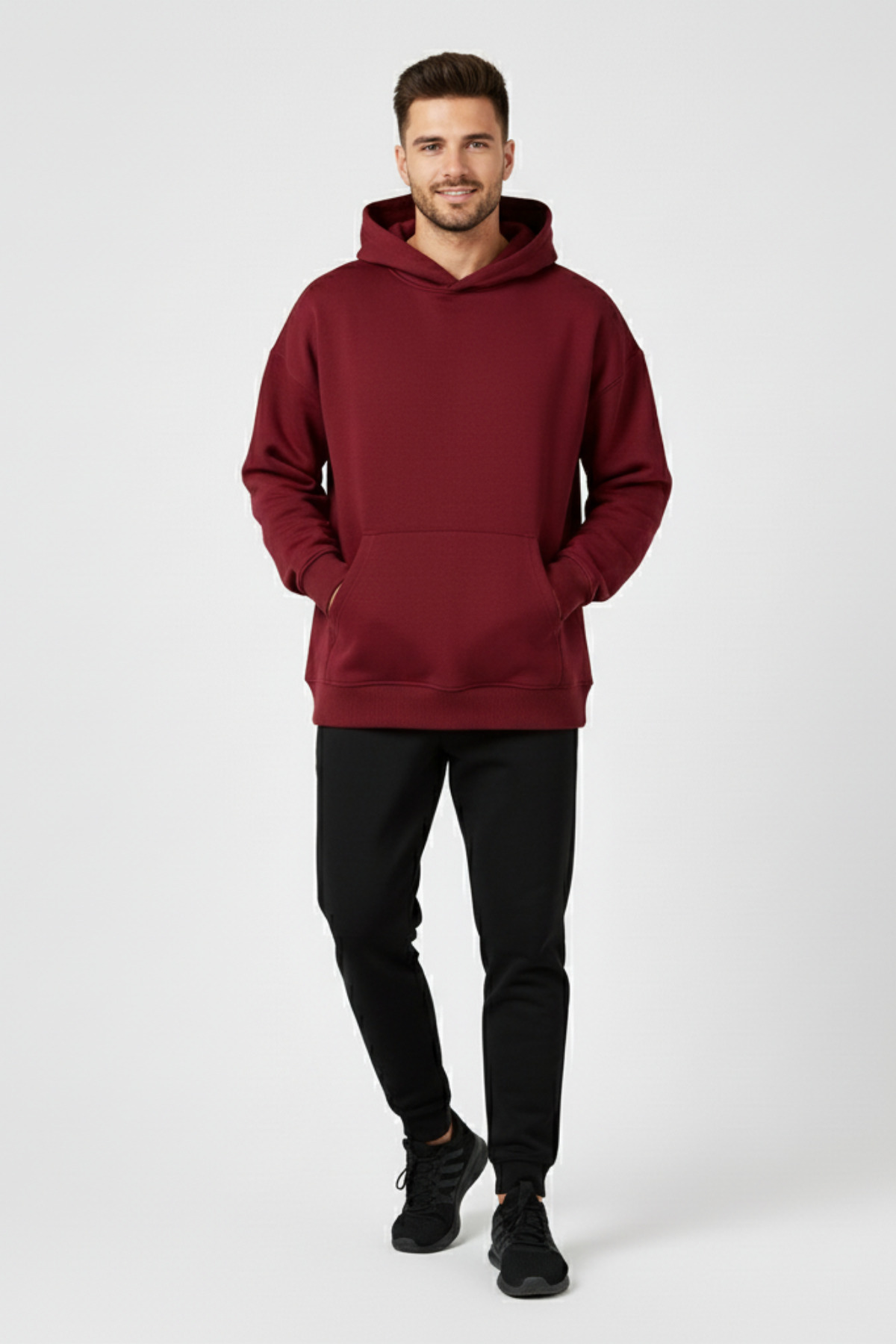 KOZİA OUTDOORS Baskısz Unisex Oversize Kapüşonlu Sweatshirt Rahat Kalıp Hoodie görsel 2