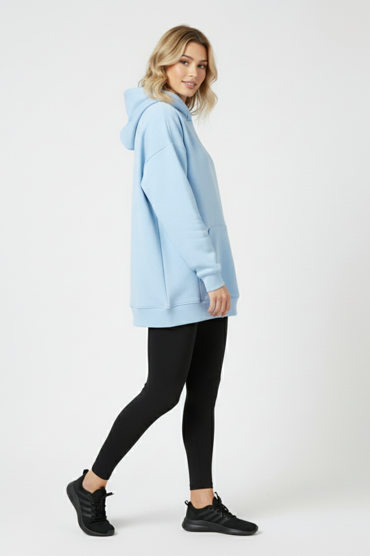 KOZİA OUTDOORS Baskısz Unisex Oversize Kapüşonlu Sweatshirt Rahat Kalıp Hoodie görsel 3