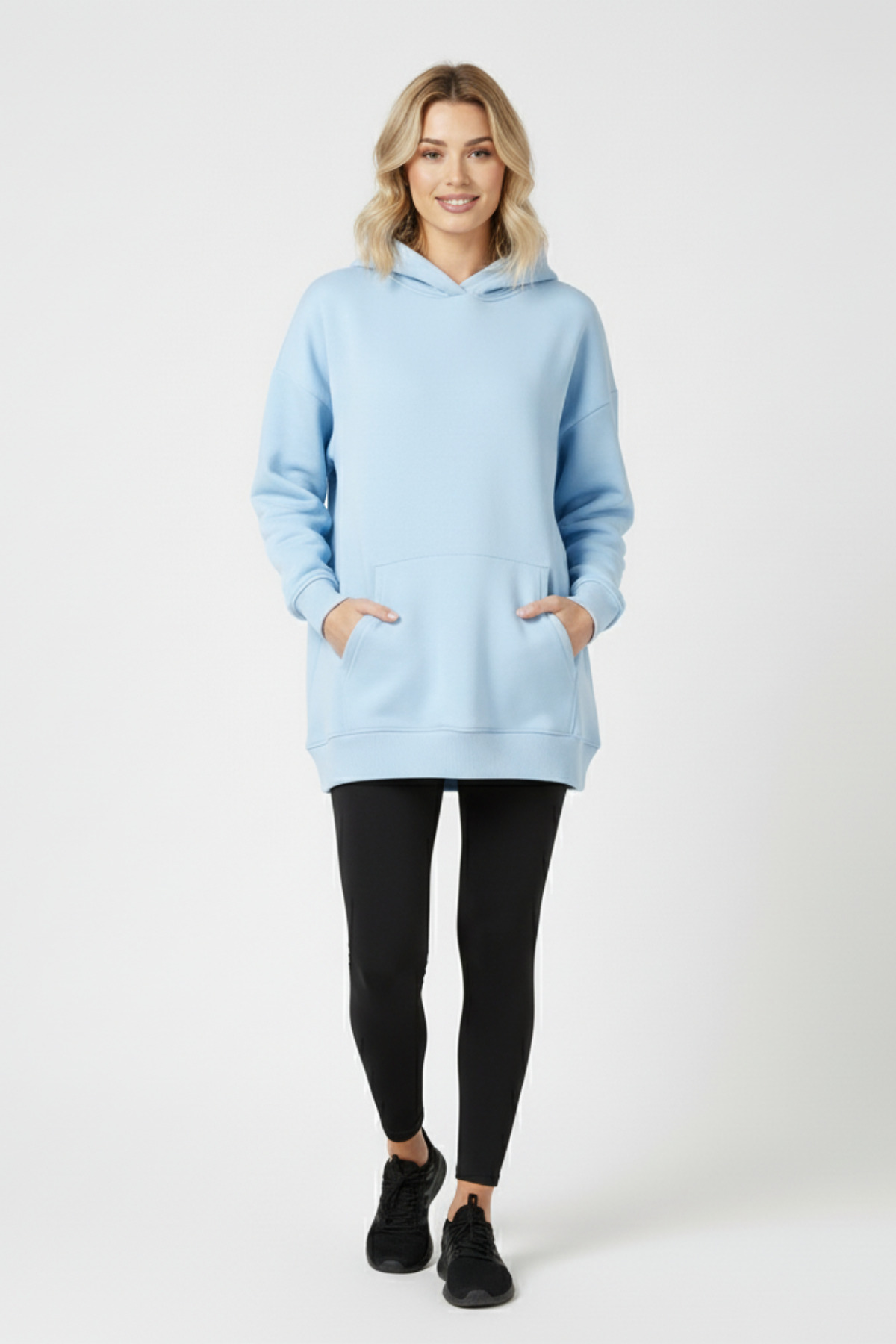 KOZİA OUTDOORS Baskısz Unisex Oversize Kapüşonlu Sweatshirt Rahat Kalıp Hoodie görsel 2
