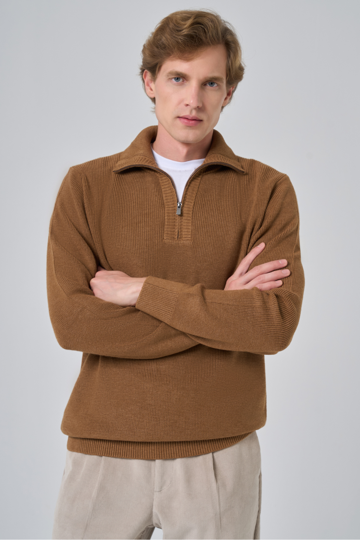 Morven  Erkek Vizon Trend Bato Yaka Dynamic Fit Rahat Kesim Triko