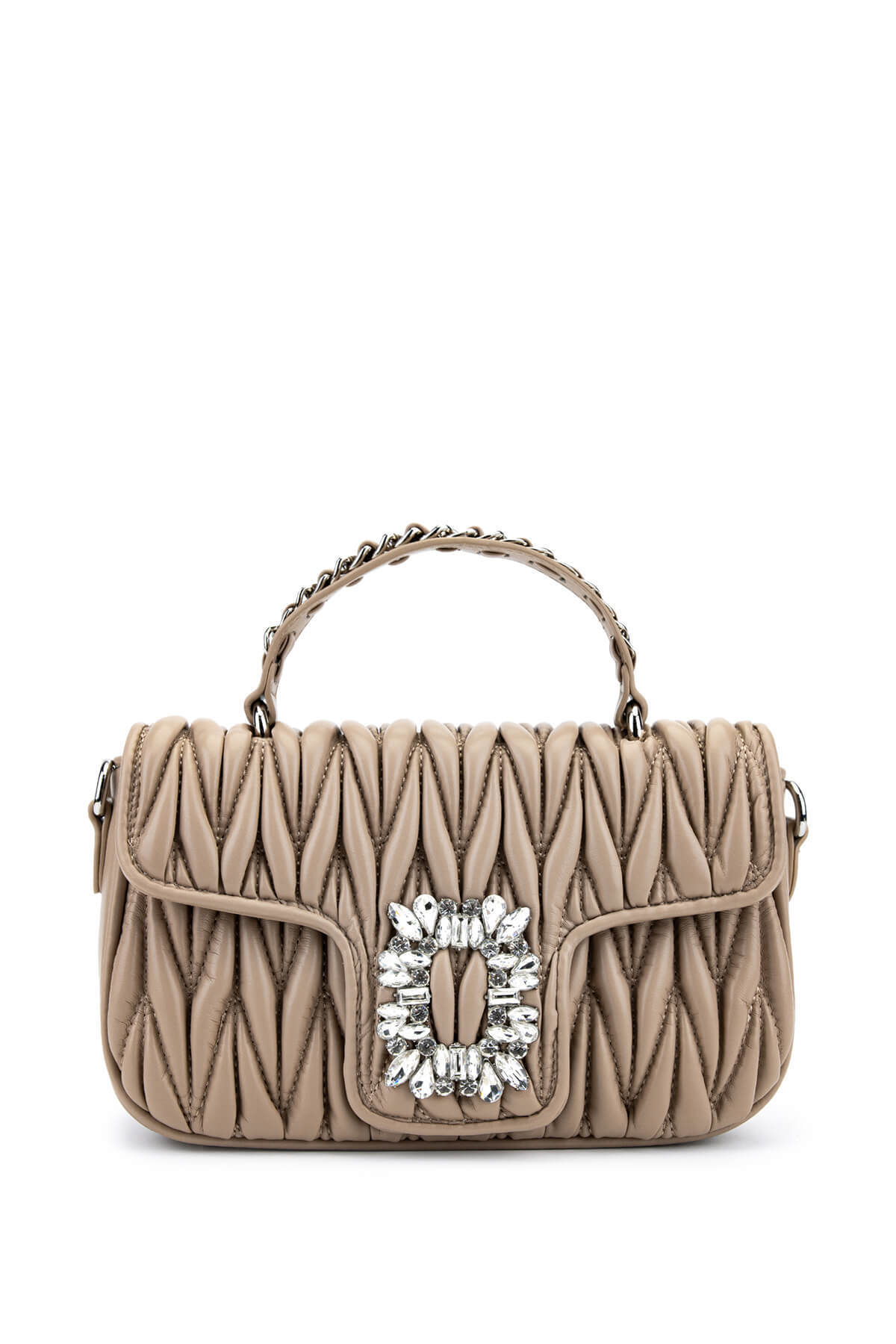 تامر تانجا کیف دوشی زنانه از جنس چرم مصنوعی به رنگ خاکستری مایل به قهوه‌ای