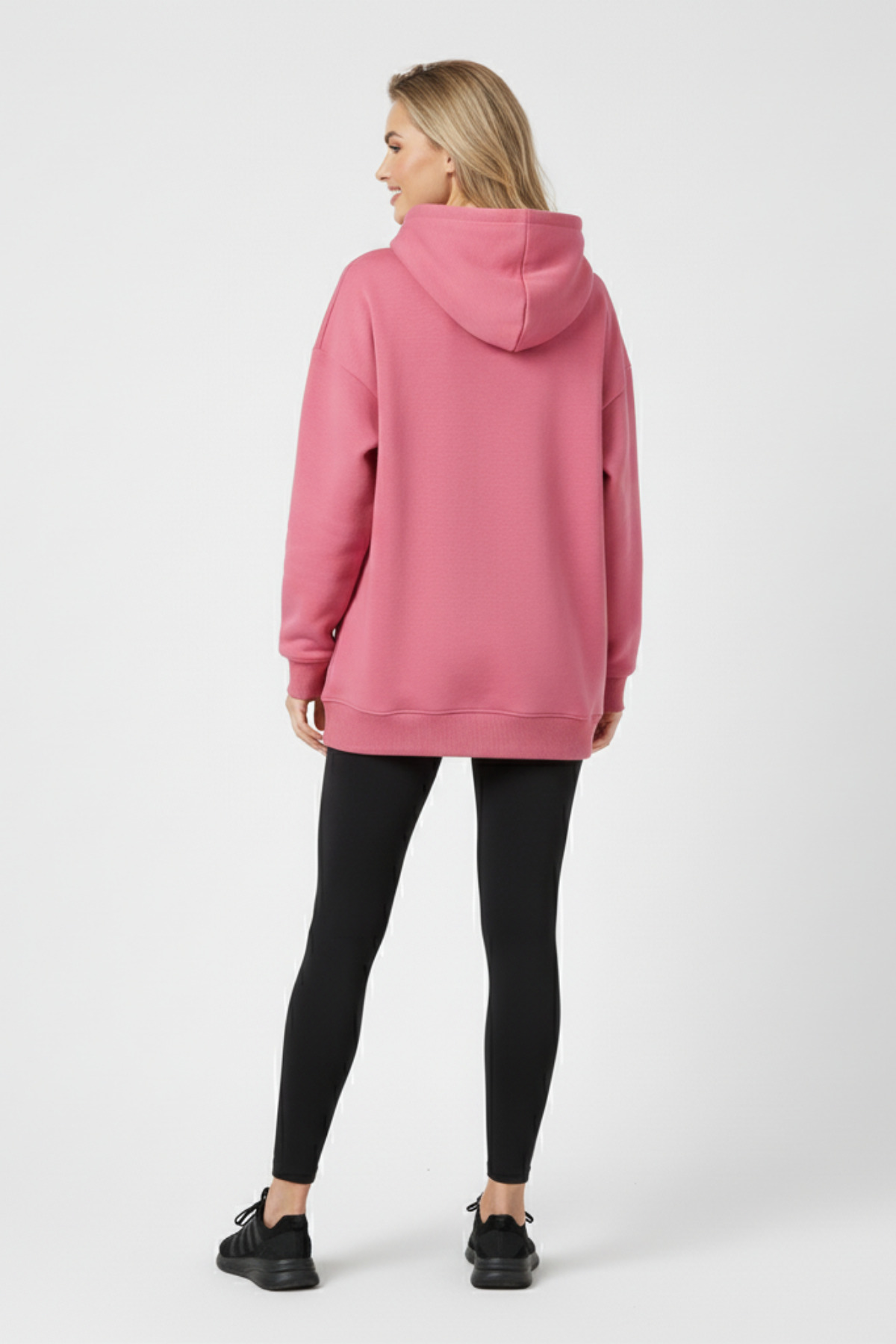 KOZİA OUTDOORS Baskısz Unisex Oversize Kapüşonlu Sweatshirt Rahat Kalıp Hoodie görsel 3