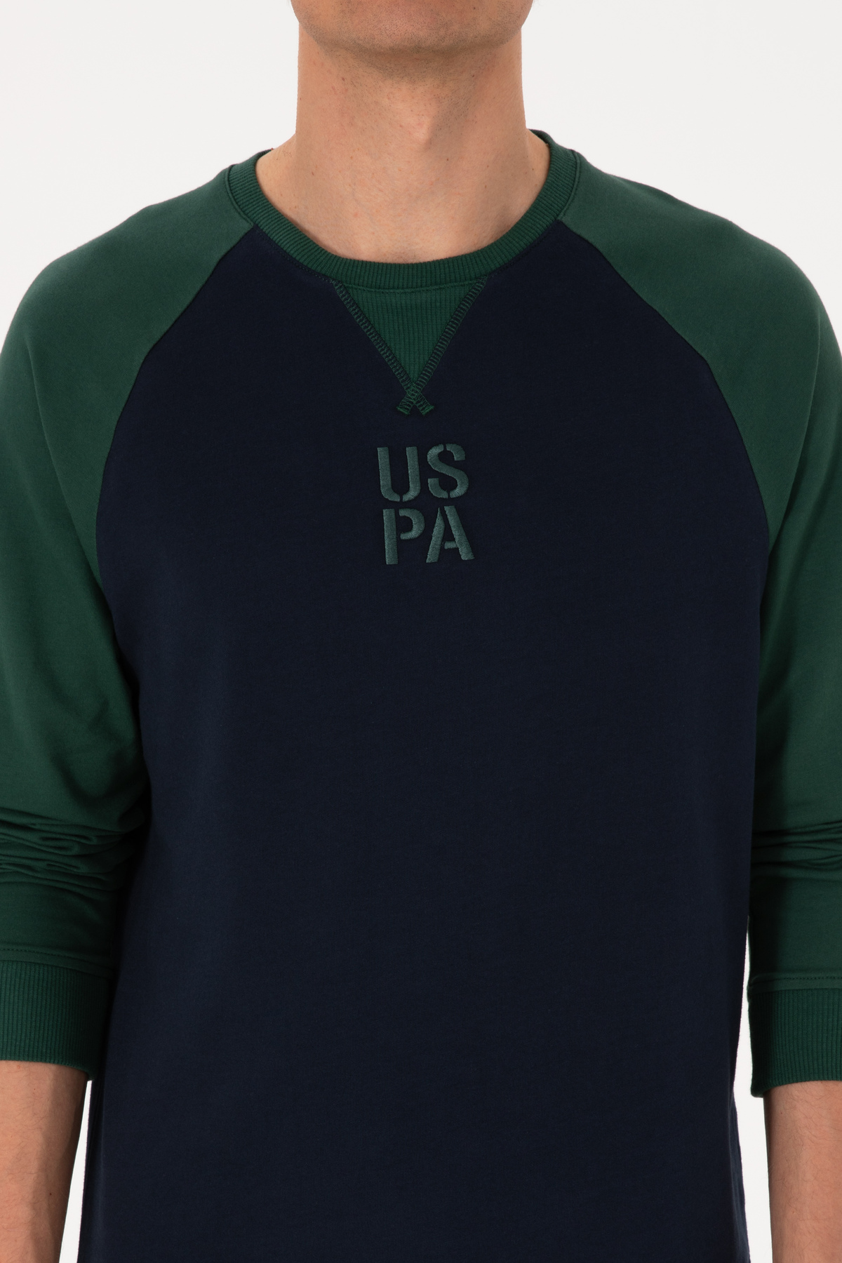 Erkek Bisiklet Yaka Regular Fit Koyu Yeşil İnce Sweatshirt 50315420-VR079 — سبز — تصویر 6 از 7