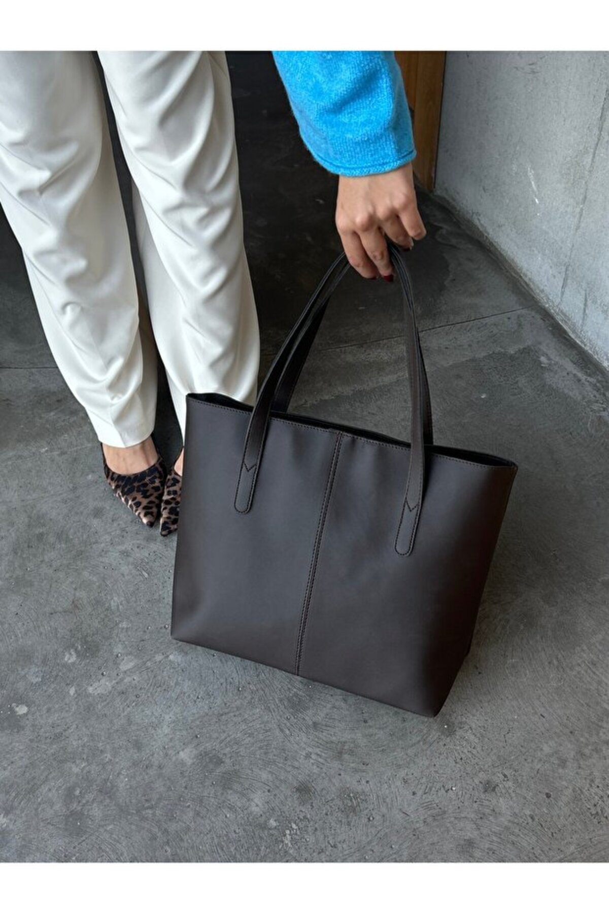 Soft Touch Büyük Boy Tote Model Kadın El Kol ve Omuz Çantası Vizon
