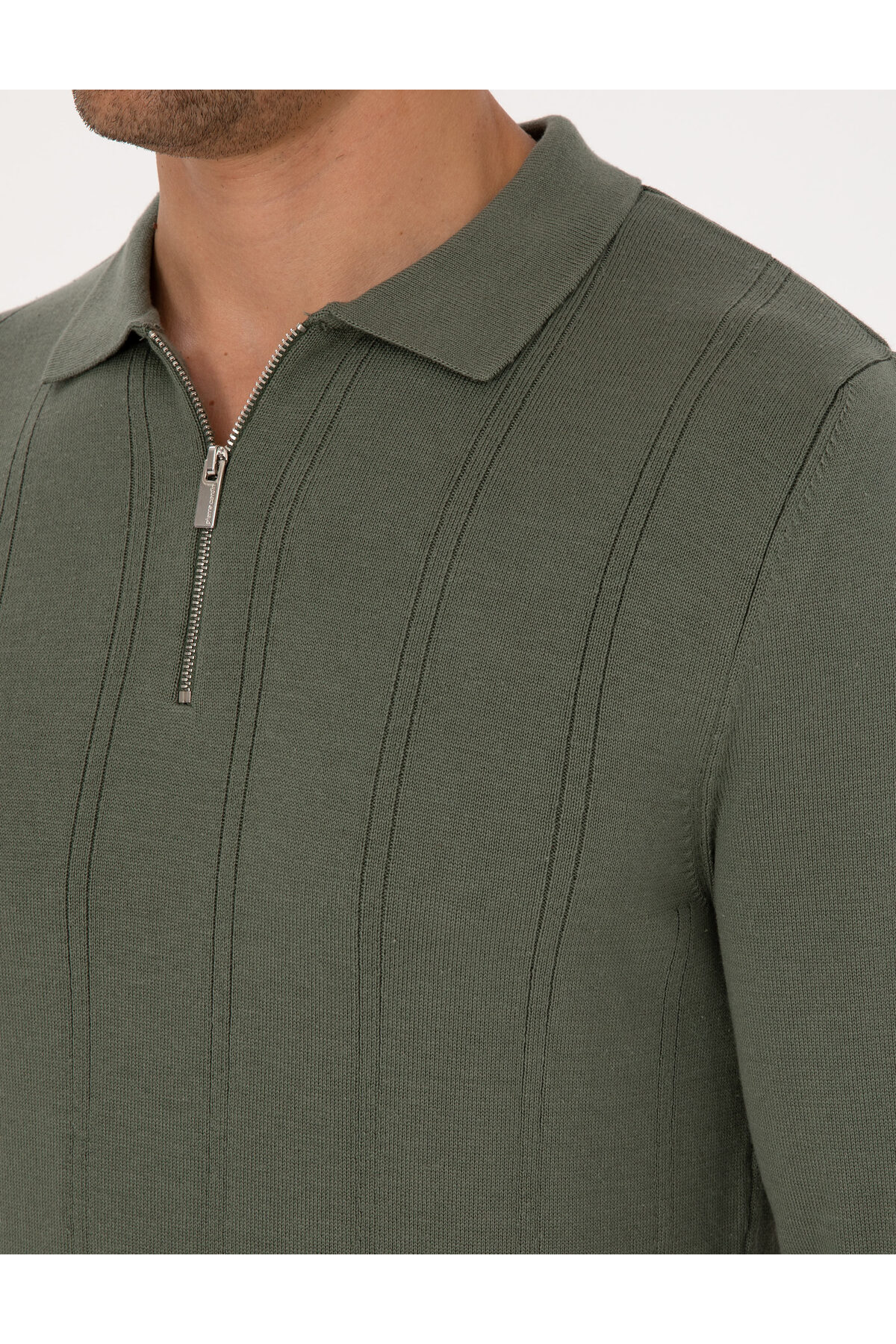 Pierre Cardin  Duman Slim Fit Polo Yaka Fermuarlı Triko Kazak 50317398-VR210 - Görsel 7