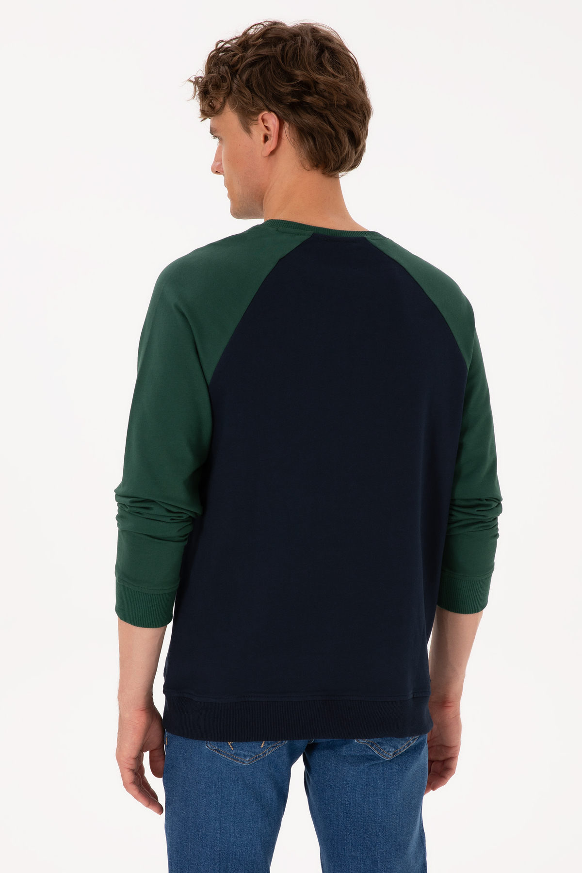 Erkek Bisiklet Yaka Regular Fit Koyu Yeşil İnce Sweatshirt 50315420-VR079 — سبز — تصویر 5 از 7