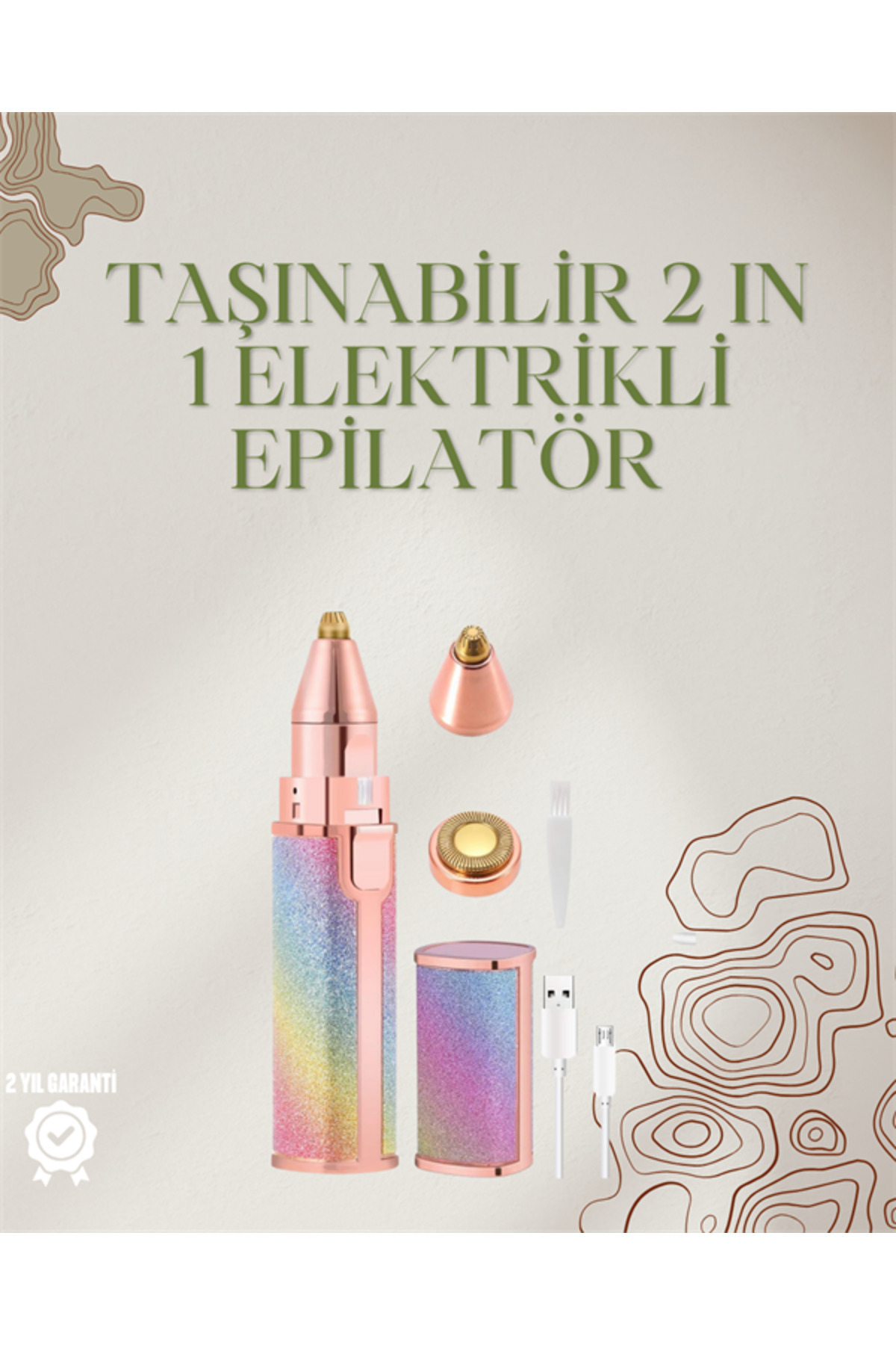 ZERO LAND TECHMRT Mini Elektrikli Epilatör Cihazı – USB Şarjlı, Acısız Yüz ve Kaş (195905) Bakım Aleti