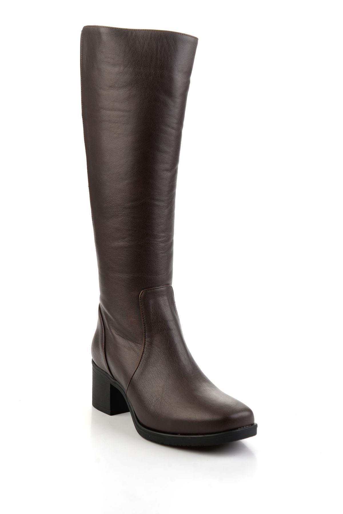 Bambi  Kahve Hakiki Deri Kadın Çizme K03586333303 - Görsel 2