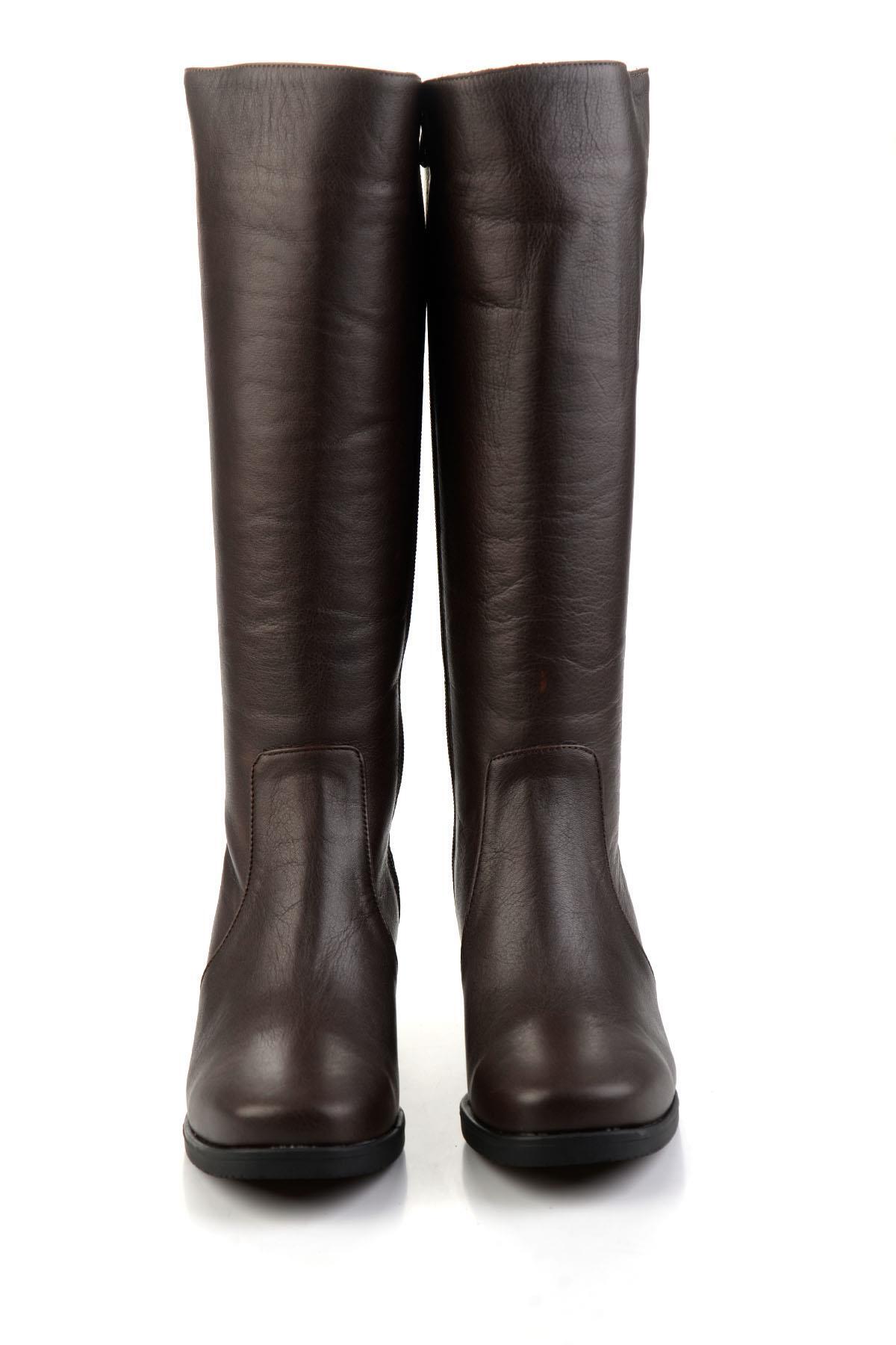 Bambi  Kahve Hakiki Deri Kadın Çizme K03586333303 - Görsel 4