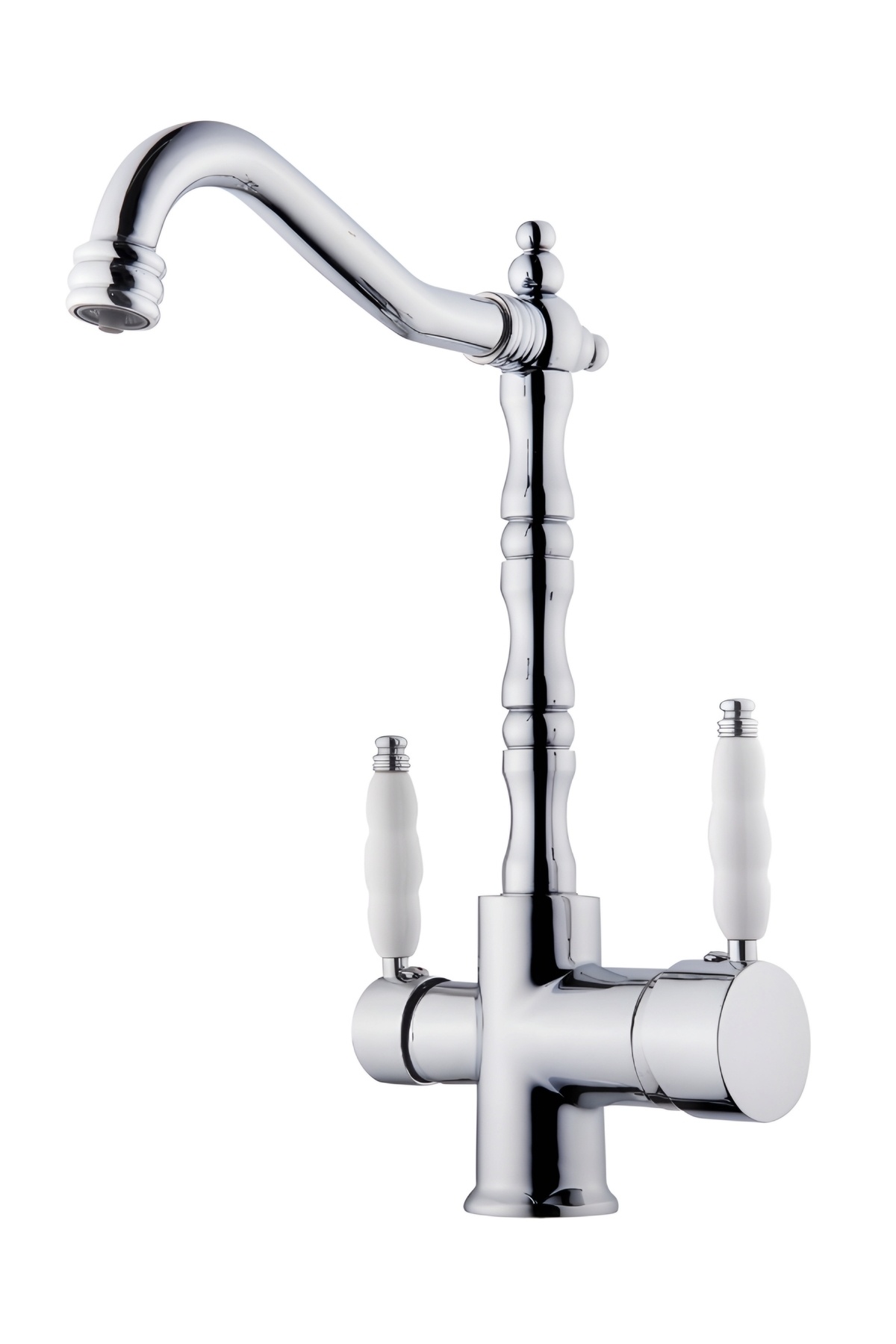 Flora AquaRustik Krom Arıtmalı 3 Yollu Mutfak Bataryası | Su Arıtma Uyumlu Rustik Musluk