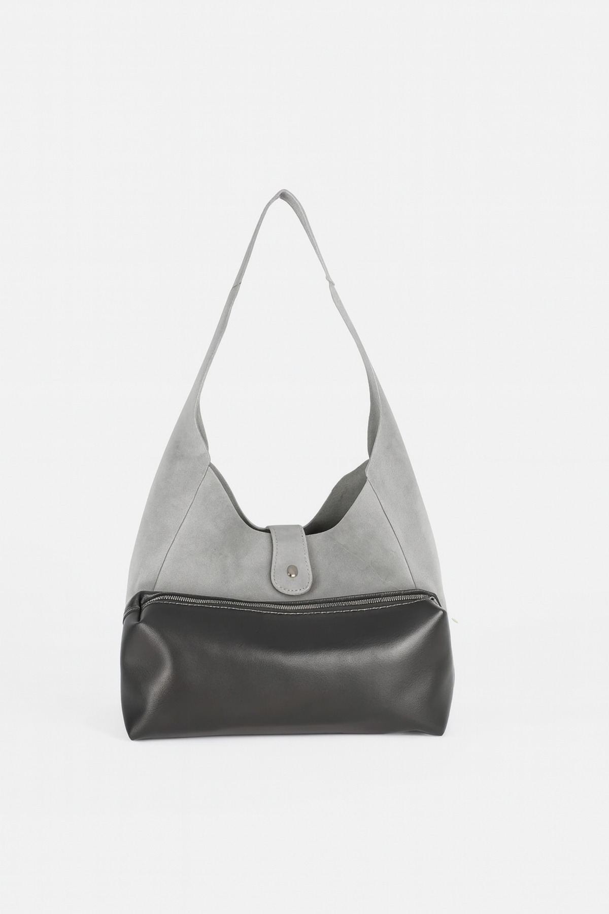 Suede shoulder bag with grey tongue 1100