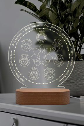 Karma Light Markt Yoga Çakra Sembollü Kişiye Özel Ledli Gece Lambası