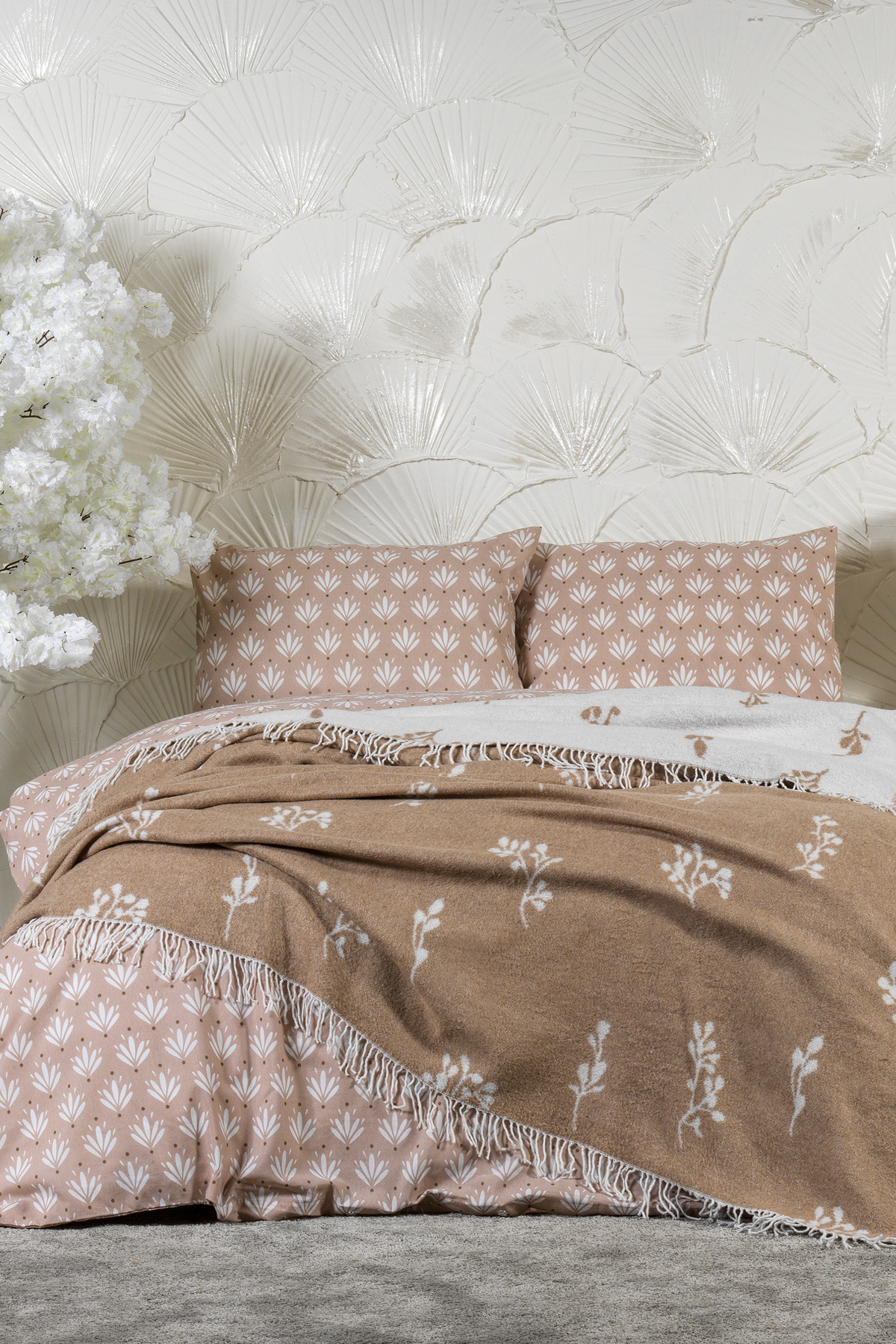 Elart Nadia Battaniye Çift Kişilik Pamuklı (200x220 cm) Taş