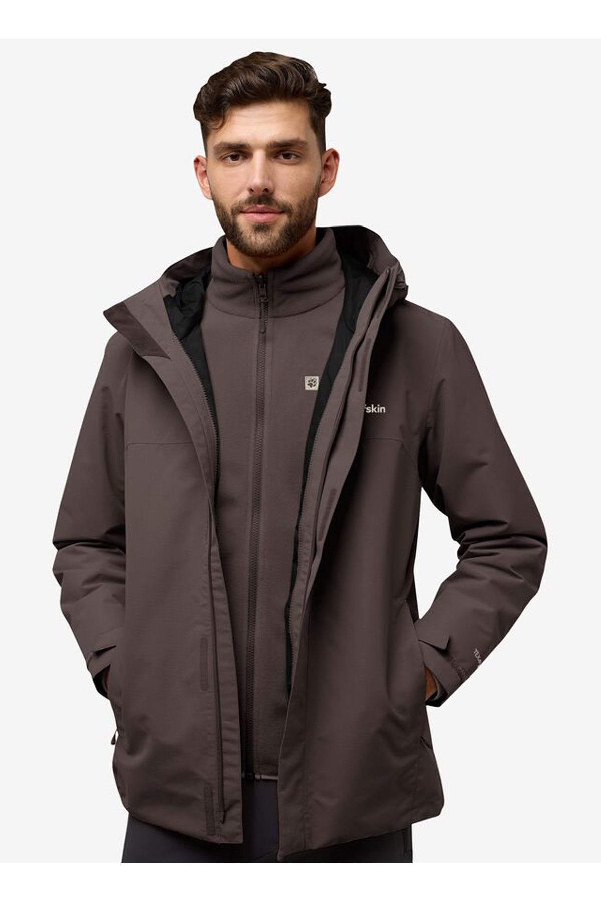Jack Wolfskin A61864_D0108-ALTENBERG 3IN1 JKT M Kahve Normal Düz