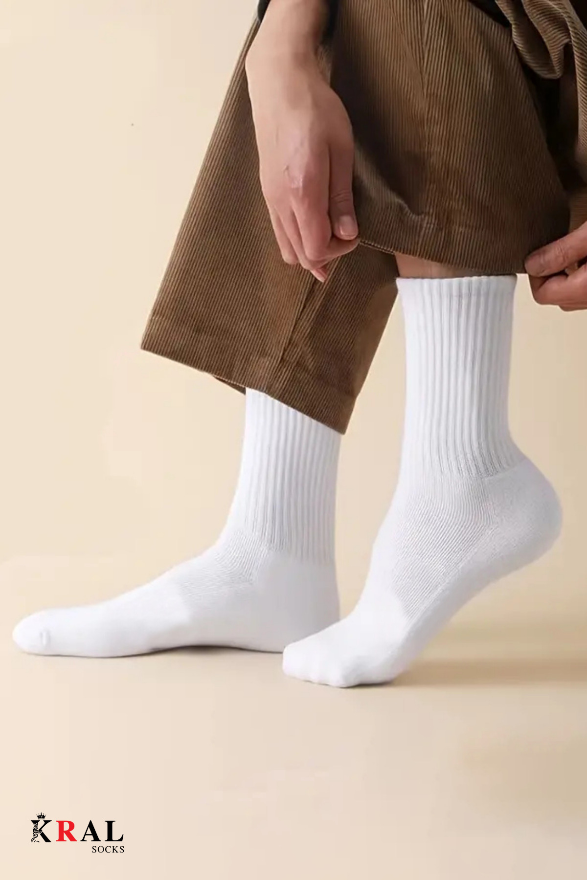 KRAL SOCKS 6 Çift Unisex Beyaz Pamuklu Tenis Soket Terletmez Spor Çorap görsel 6
