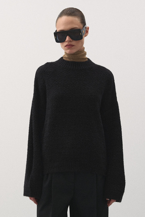 Jolamier Oversize Örgü Kazak Siyah