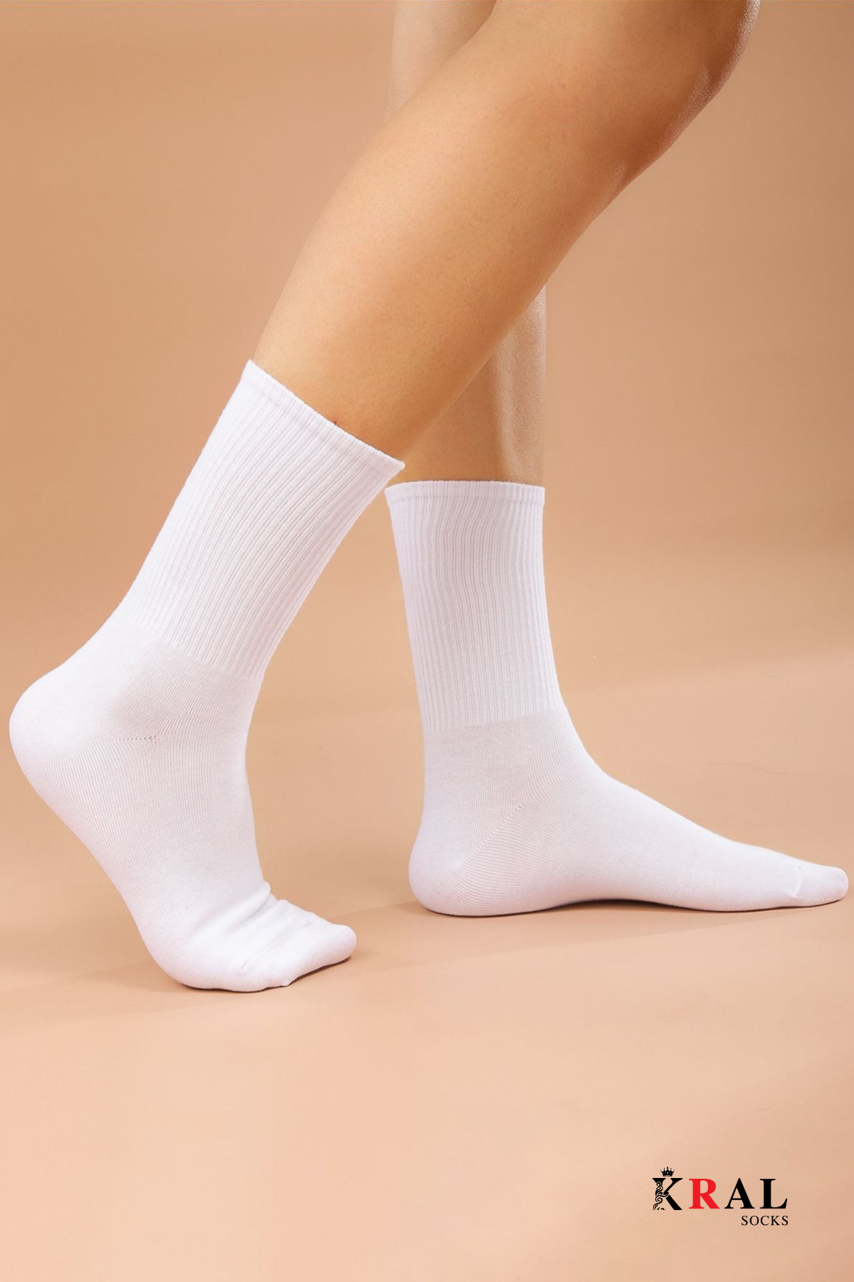 KRAL SOCKS 6 Çift Unisex Beyaz Pamuklu Tenis Soket Terletmez Spor Çorap görsel 2