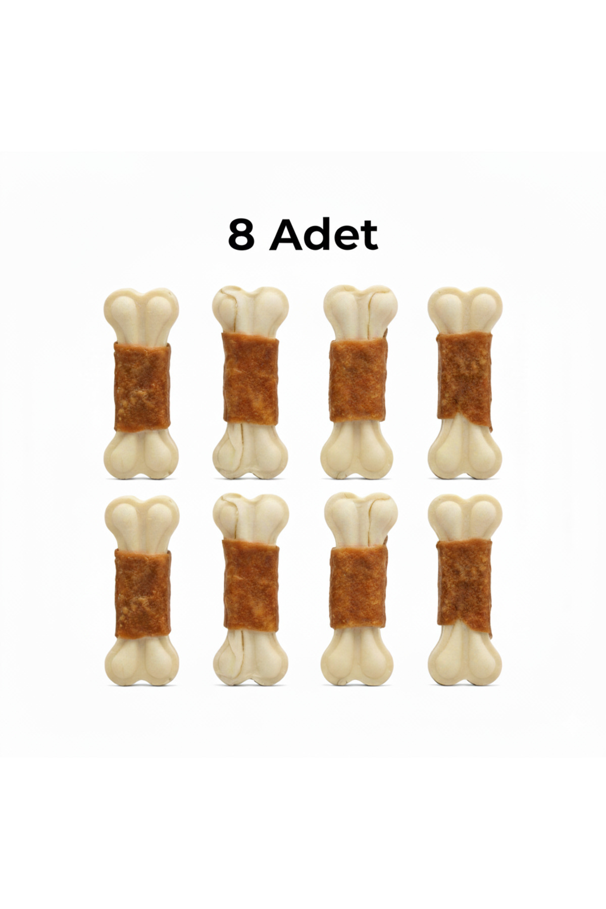 Tasma Market 8 Adet 7 cm Tavuk Etli Pres Köpek Kemiği - Küçük Irk ve Yavru Köpekler İçin Diş ve Çiğneme Ödülü