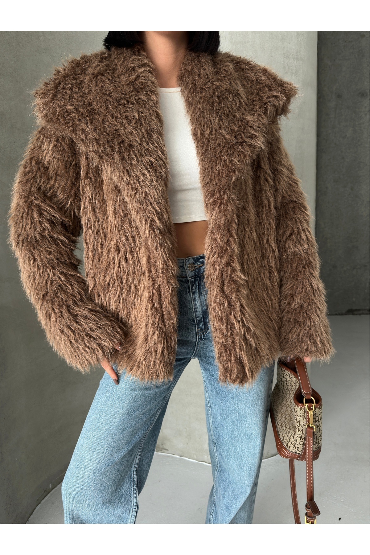 ALFUDO Moda Collection Yumuşak Dokulu Kürklü Mont görsel 5