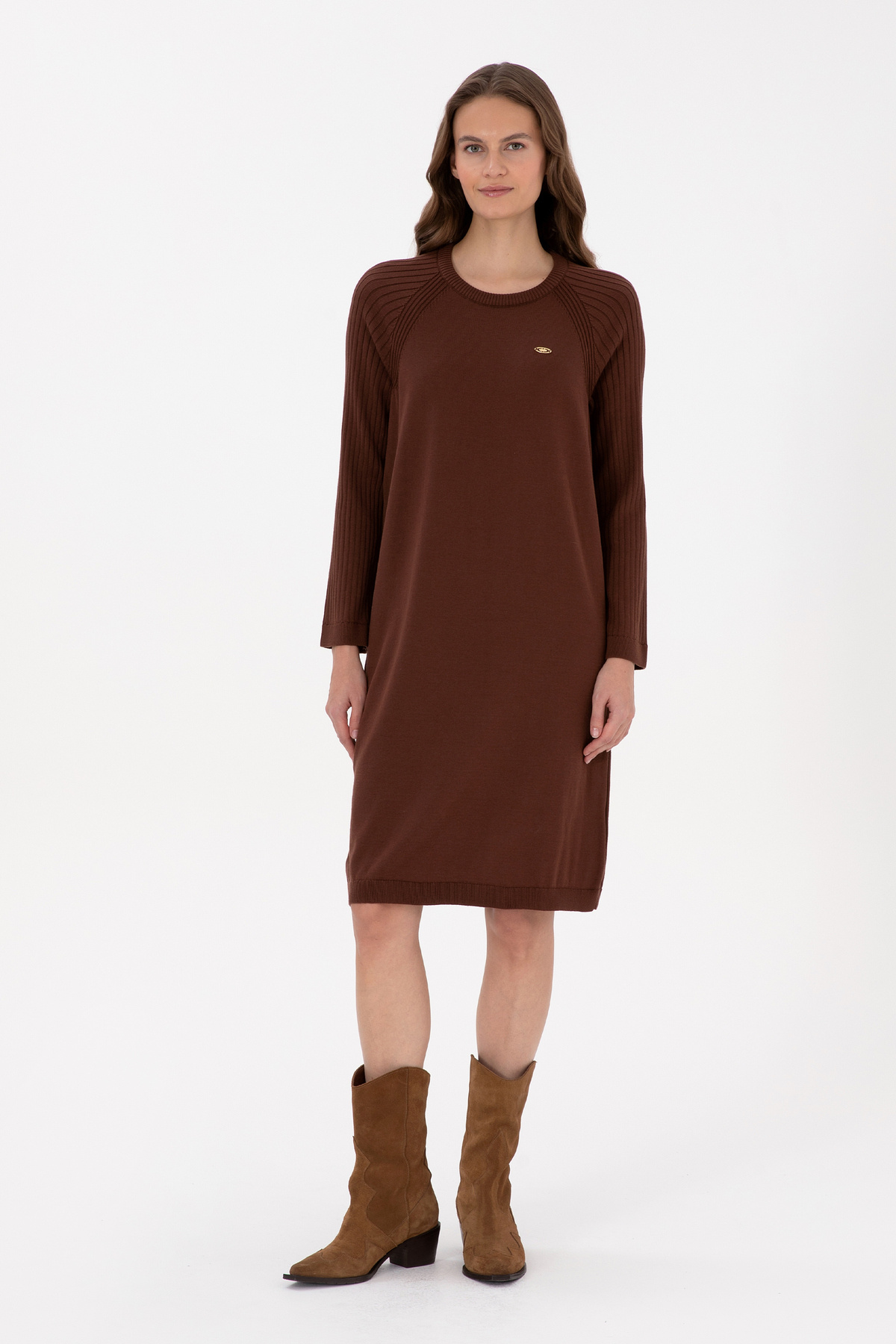 U.S. Polo Assn. Kadın Kahverengi Triko Elbise 50314732-VR029