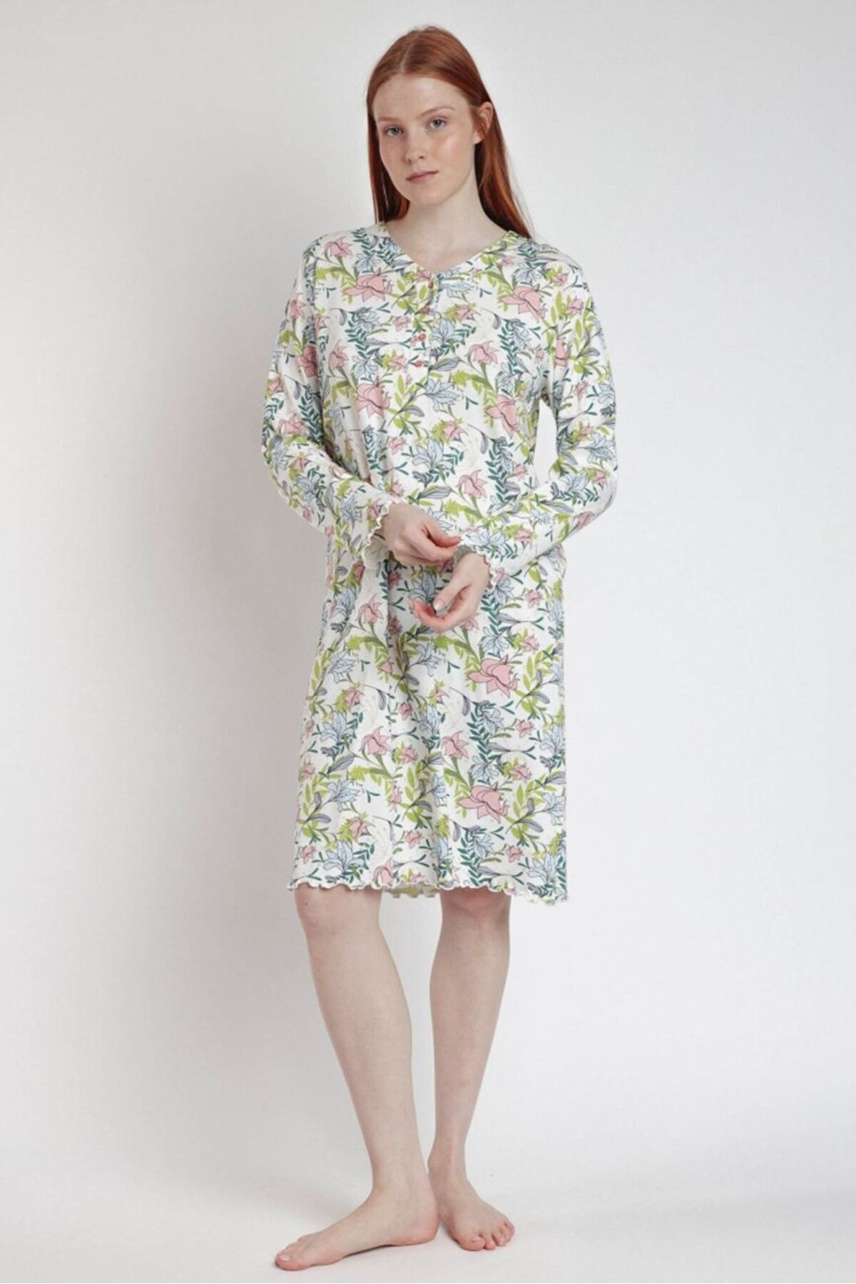 AYYILDIZ 61412 Pembe Çiçek Desenli Gecelik