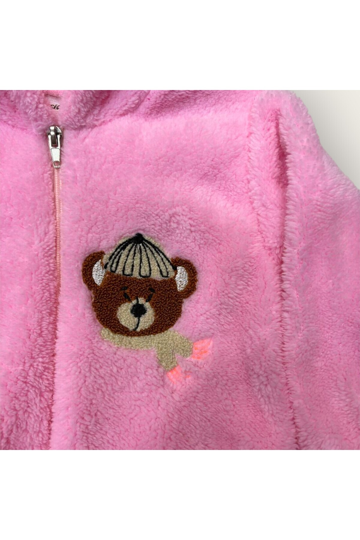 Hirazenmoda Bebek Peluş Tulum Ayıcık Desenli Kapüşonlu Fermuarlı Kışlık Model fotoğrafı 5 (önizleme)