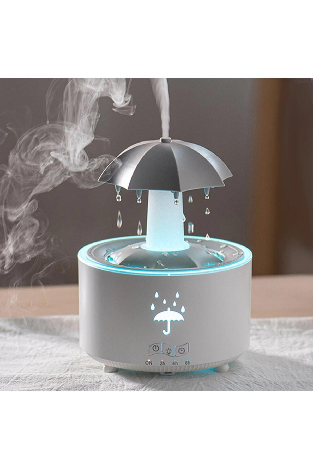 CASTU Şemsiye Hava Nemlendirici Yağmur Damlası Buhar Makinesi Led Işıklı Aroma Uçucu Yağ Difüzörü